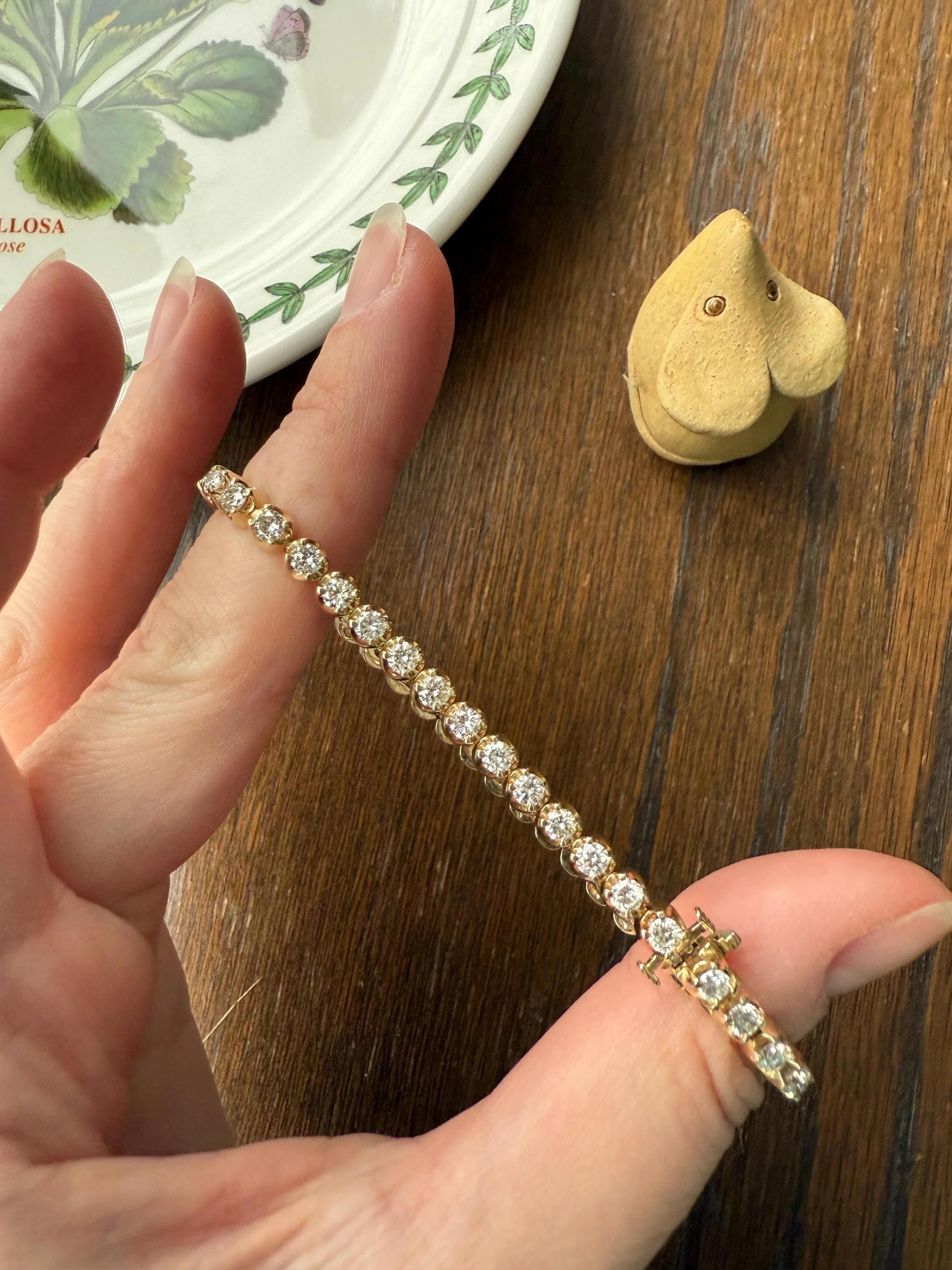 Vintage 3.5 CARAT Natural DIAMOND Tennis Bracelet Line Eternity 14k Yellow Gold Solid 43 Stones - Image 11
