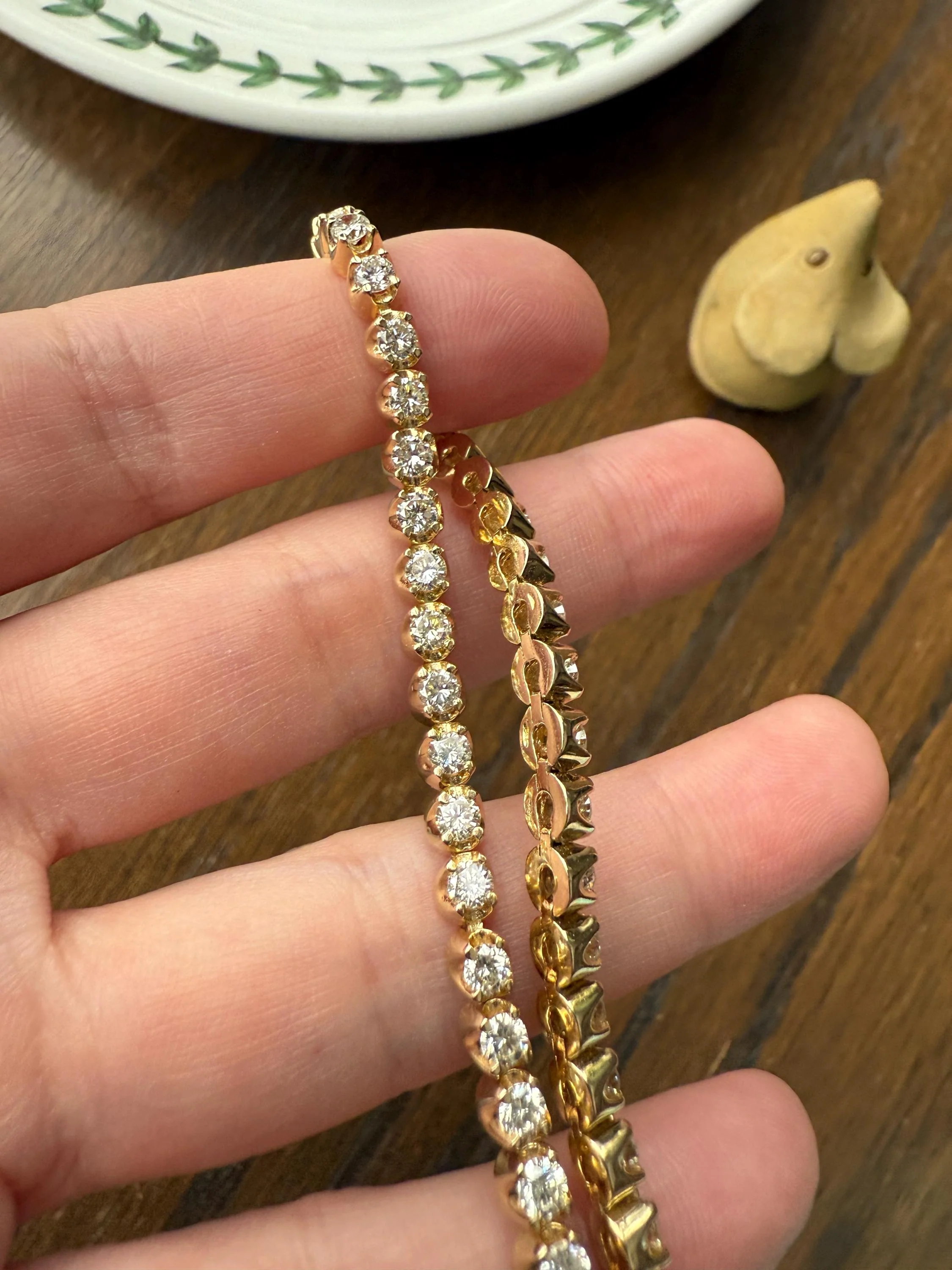 Vintage 3.5 CARAT Natural DIAMOND Tennis Bracelet Line Eternity 14k Yellow Gold Solid 43 Stones - Image 8