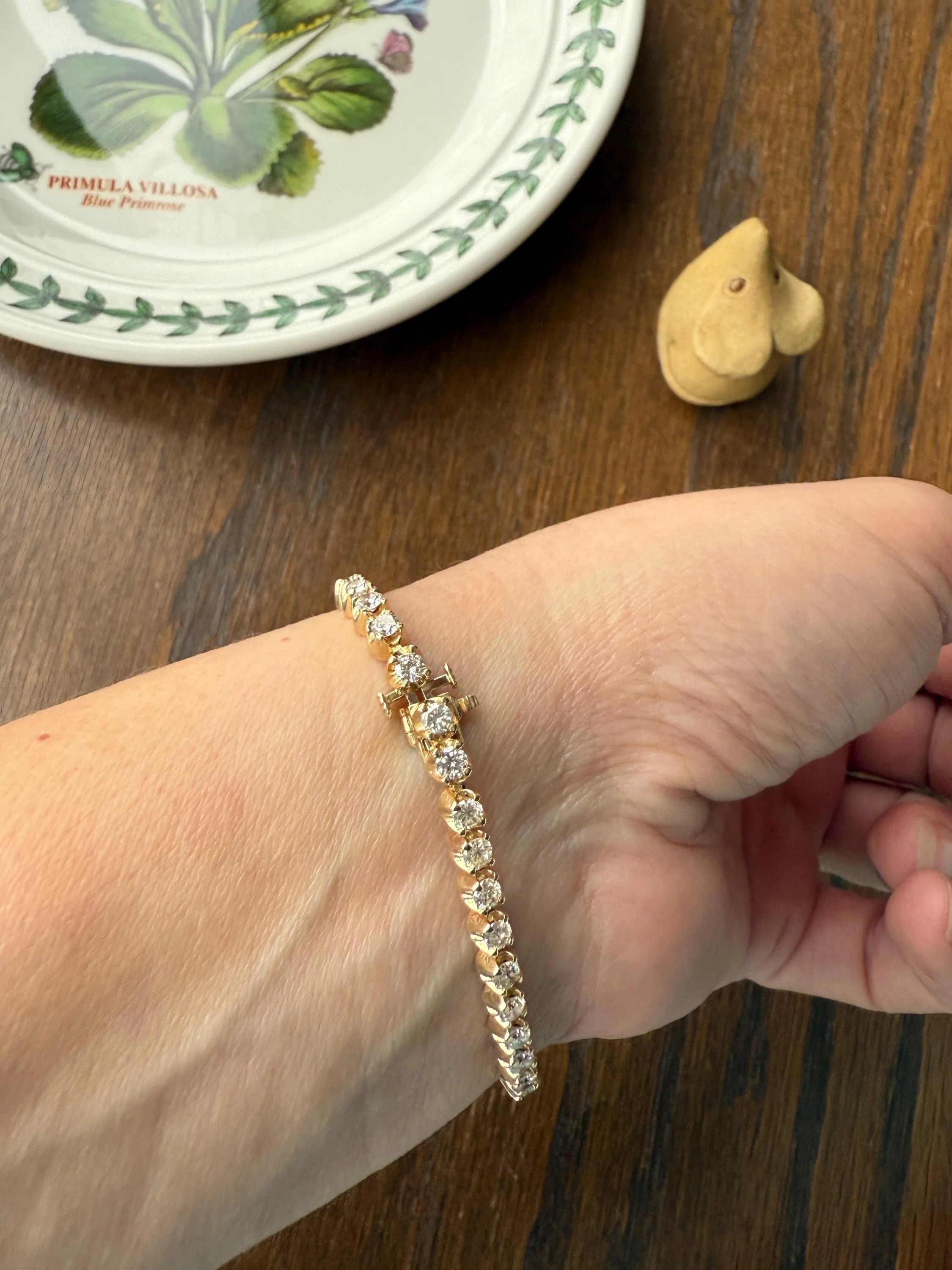 Vintage 3.5 CARAT Natural DIAMOND Tennis Bracelet Line Eternity 14k Yellow Gold Solid 43 Stones - Image 9