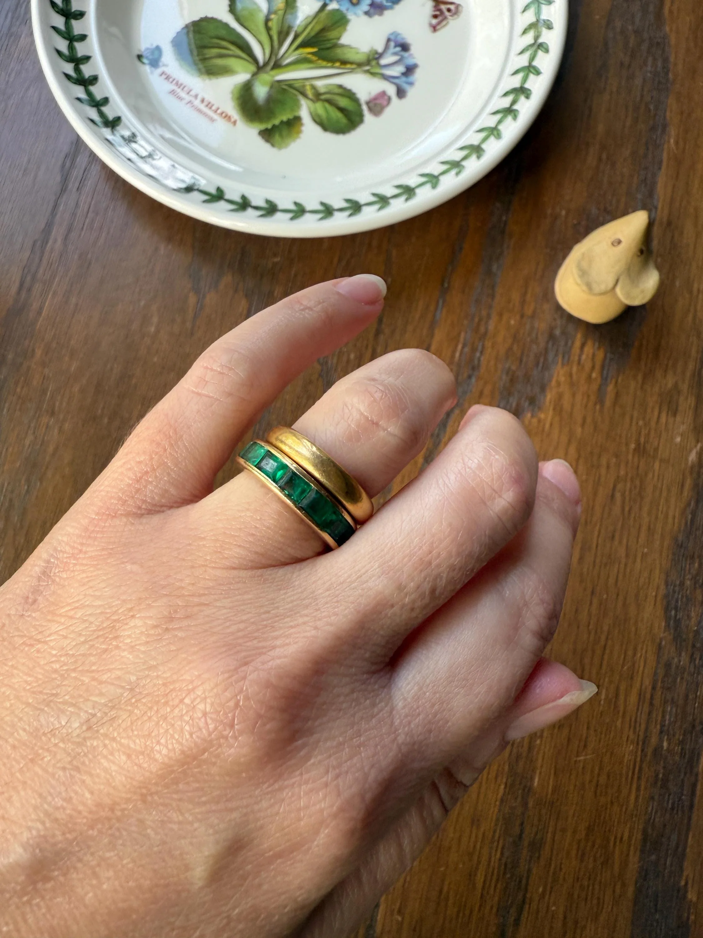 Vintage 5mm Channel Set 14 EMERALD Full ETERNITY Band Ring 18k Gold 2.25 Carat Skinny Line Stacker French Chunky Green - Image 3