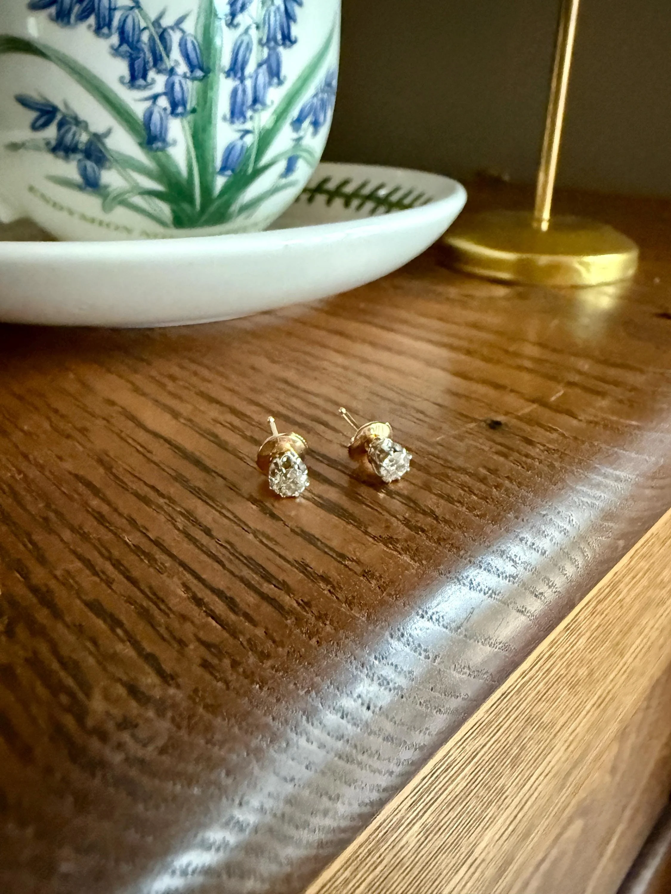 Vintage .7 Ctw Transitional Cut DIAMOND Buttercup Prong Stud Earrings French 18k Gold Platinum Romantic Gift Earstack Minimalist Alpa Back - Image 15