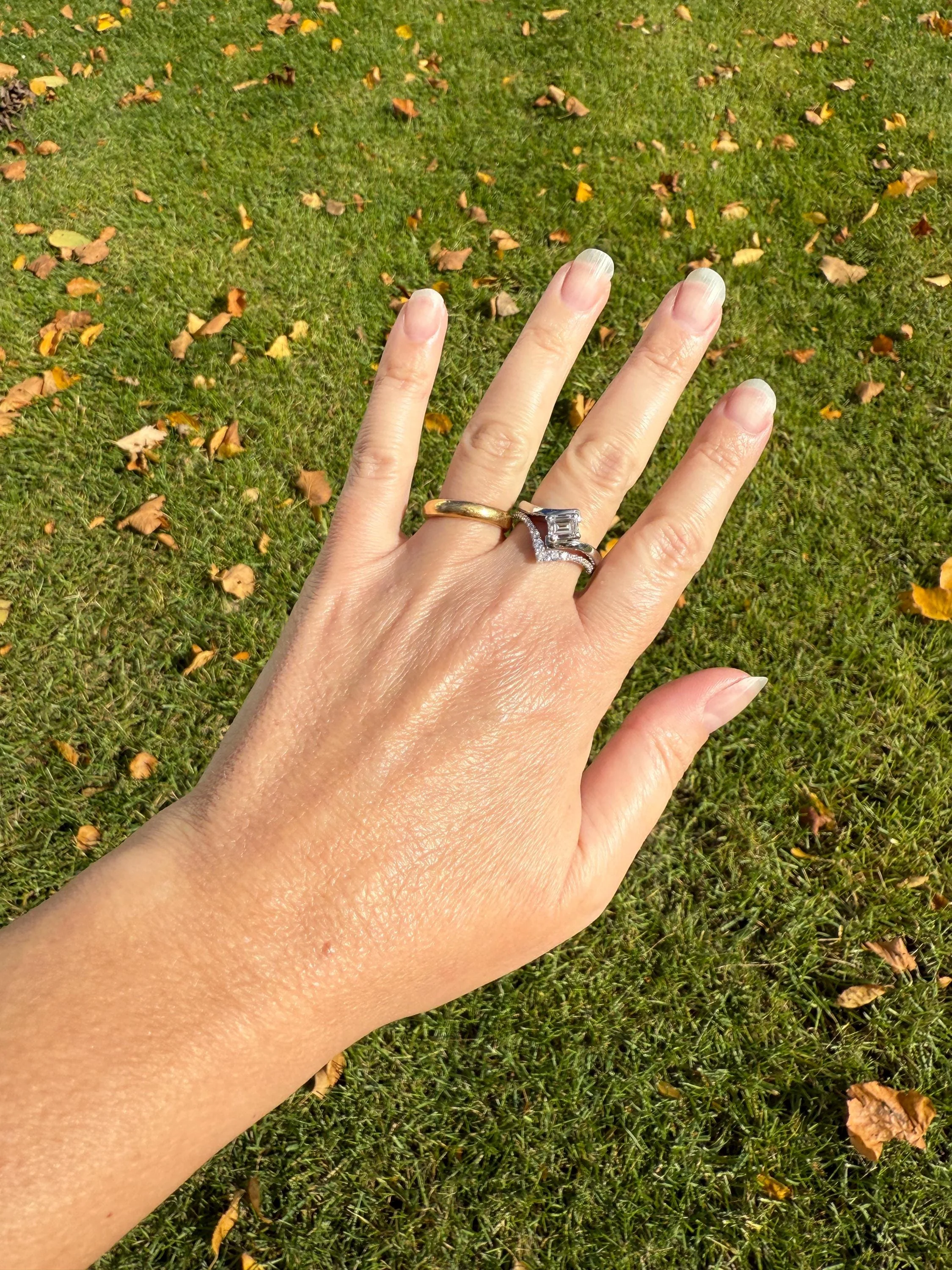 Vintage .75 Carat Emerald Cut DIAMOND Eye Clean & Bright White! Platinum Bypass Ring Retro Solitaire Stacker Engagement Ring Asymmetrical - Image 17