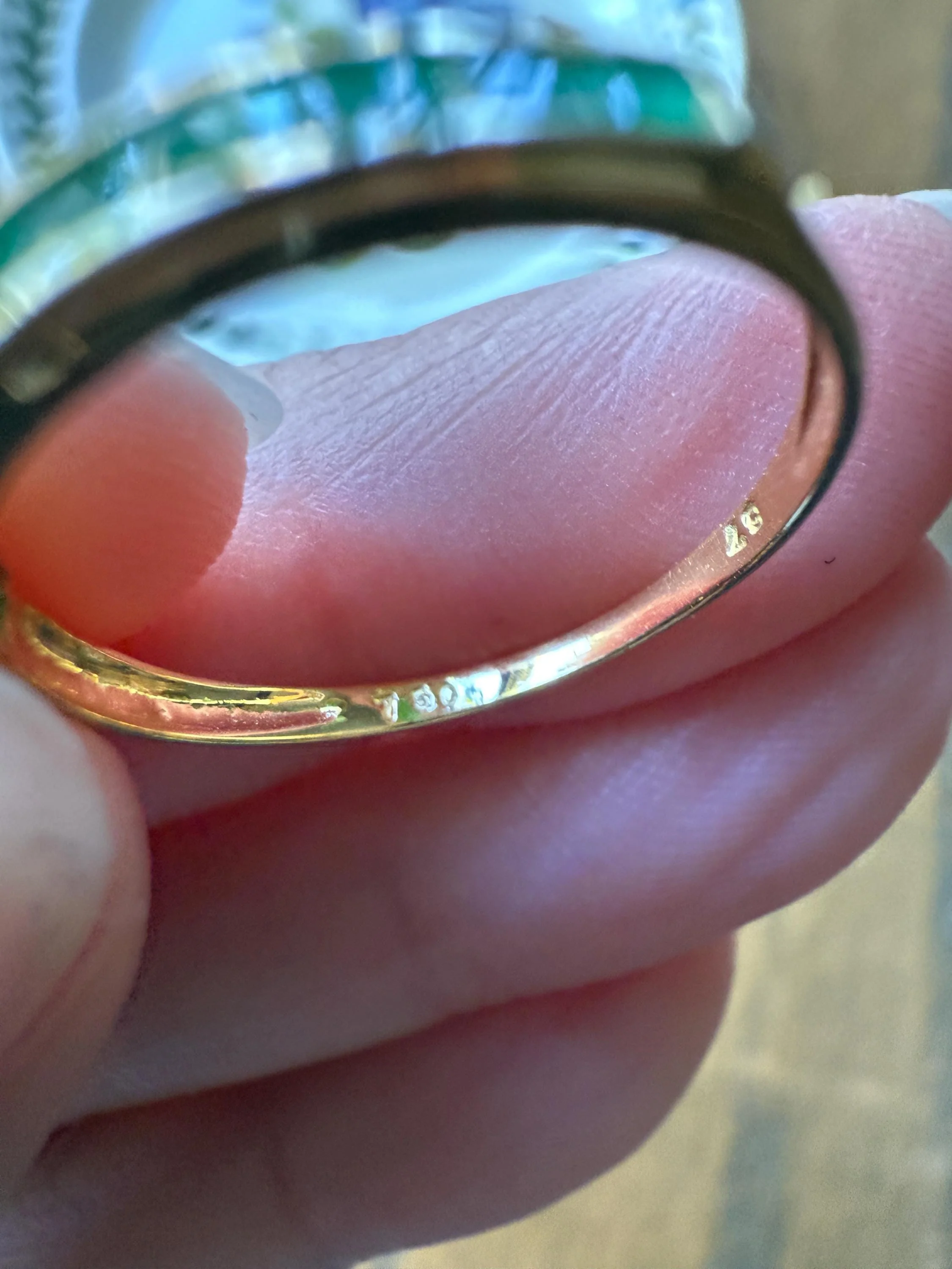 Vintage Channel Set Emerald Half Hoop Eternity Band Ring 18k Gold Skinny Line Stacker Green Pair Sapphire Avail - Image 10