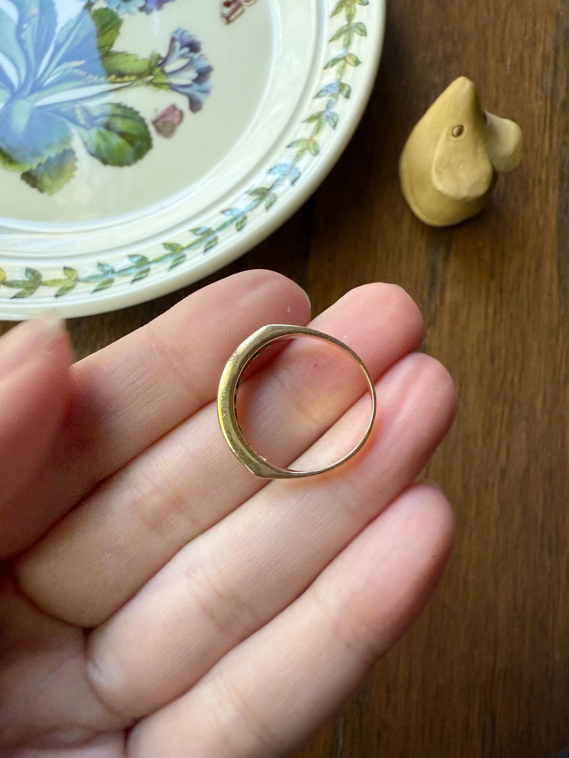 Vintage Channel Set SAPPHIRE Half Hoop Eternity Band Ring 18k Gold Skinny Line Stacker Blue Pair Emerald Avail - Image 10