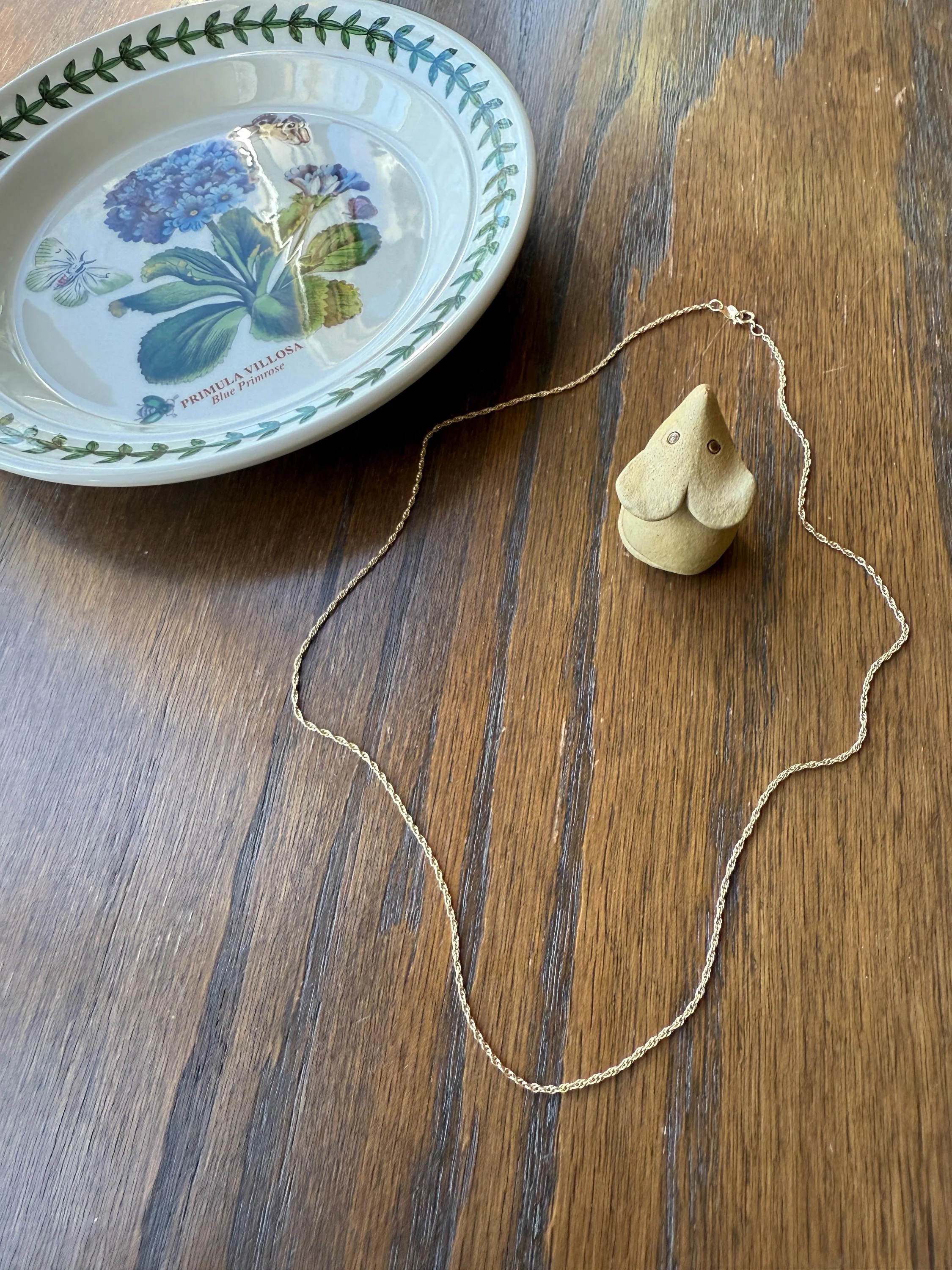 Vintage Dainty Braided Chain 14k Gold Solid Necklace Solid 19.75 Inches Minimalist Layering Pendant Holder Shimmer Neckmess Gift - Image 5
