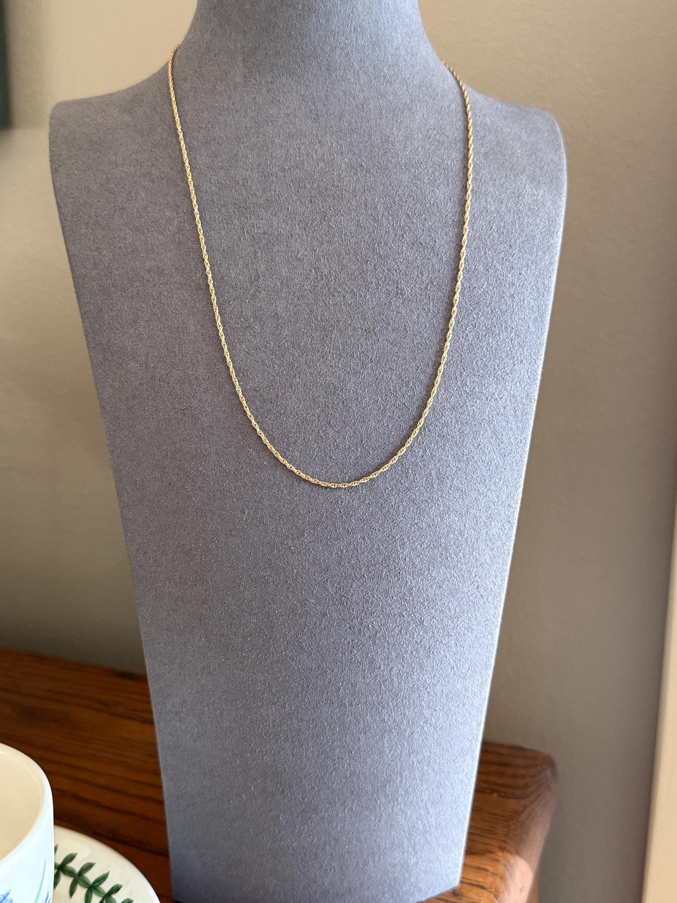 Vintage Dainty Braided Chain 14k Gold Solid Necklace Solid 19.75 Inches Minimalist Layering Pendant Holder Shimmer Neckmess Gift - Image 6