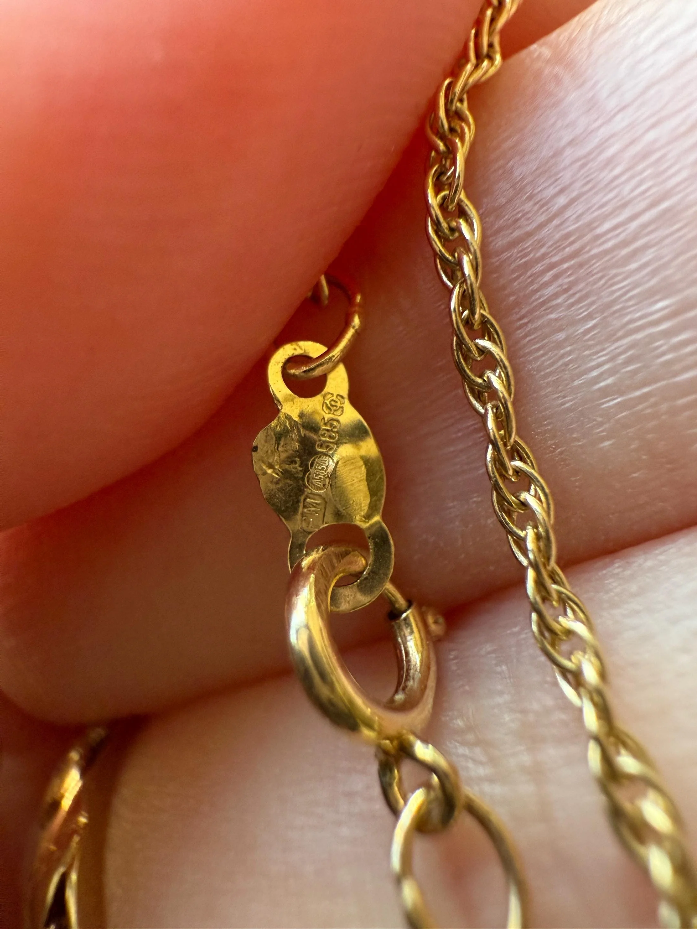 Vintage Dainty Braided Chain 14k Gold Solid Necklace Solid 19.75 Inches Minimalist Layering Pendant Holder Shimmer Neckmess Gift - Image 8