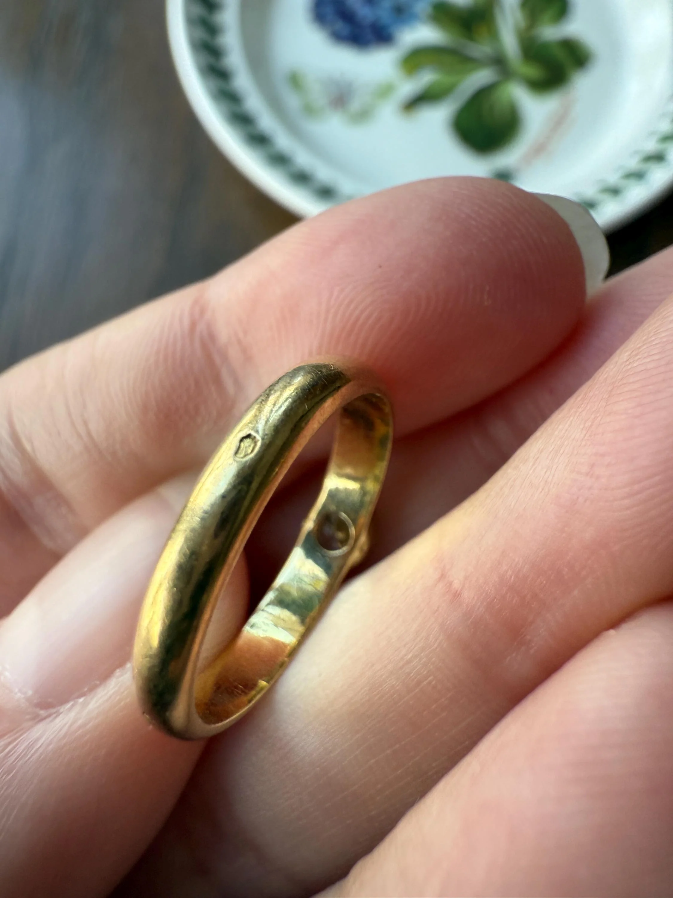 Vintage DIAMOND Bezel Set Ring Stacker Band 18k Gold Solid French Geometric Engagement Gift Unisex - Image 19
