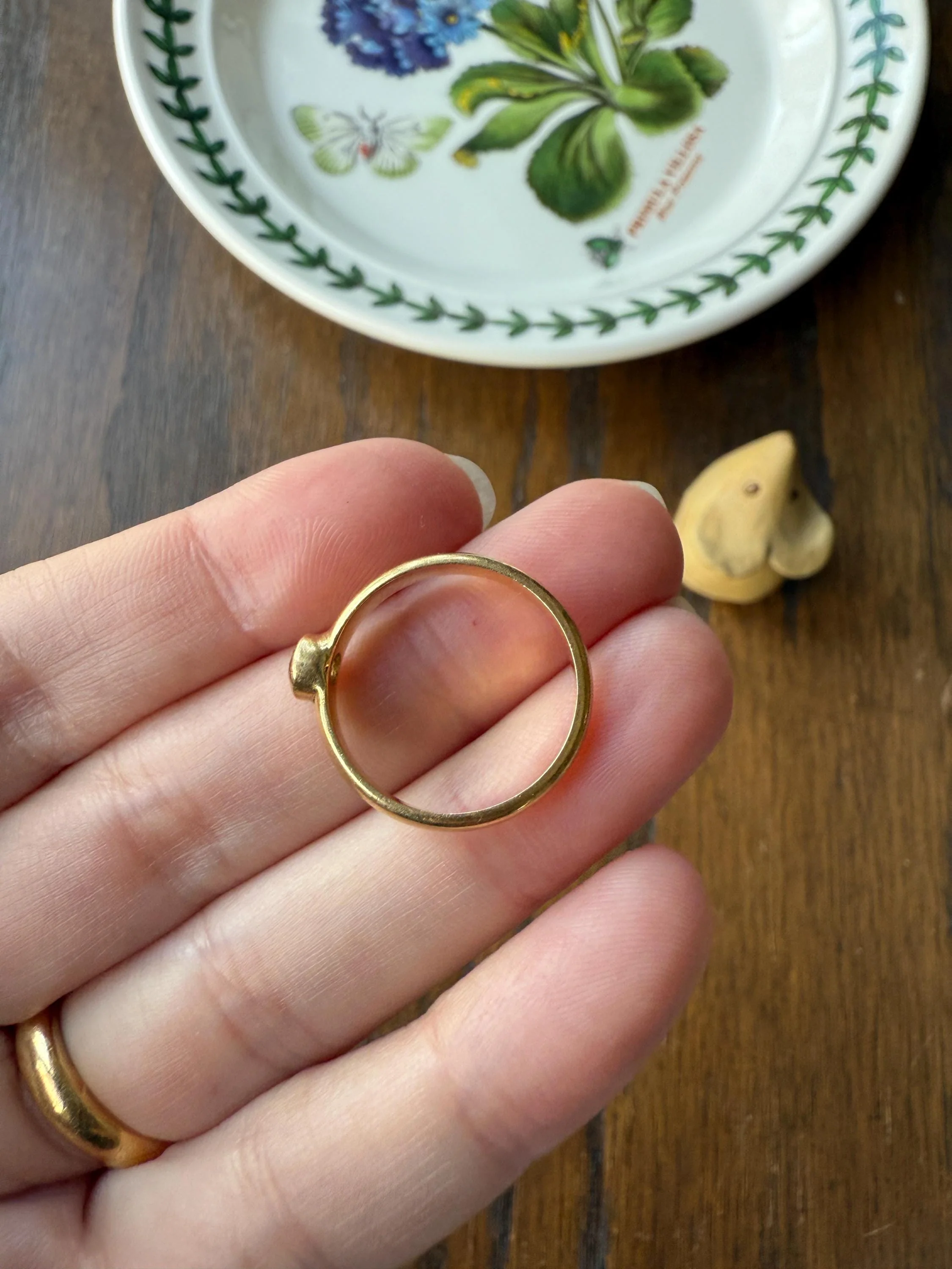 Vintage DIAMOND Bezel Set Ring Stacker Band 18k Gold Solid French Geometric Engagement Gift Unisex - Image 20