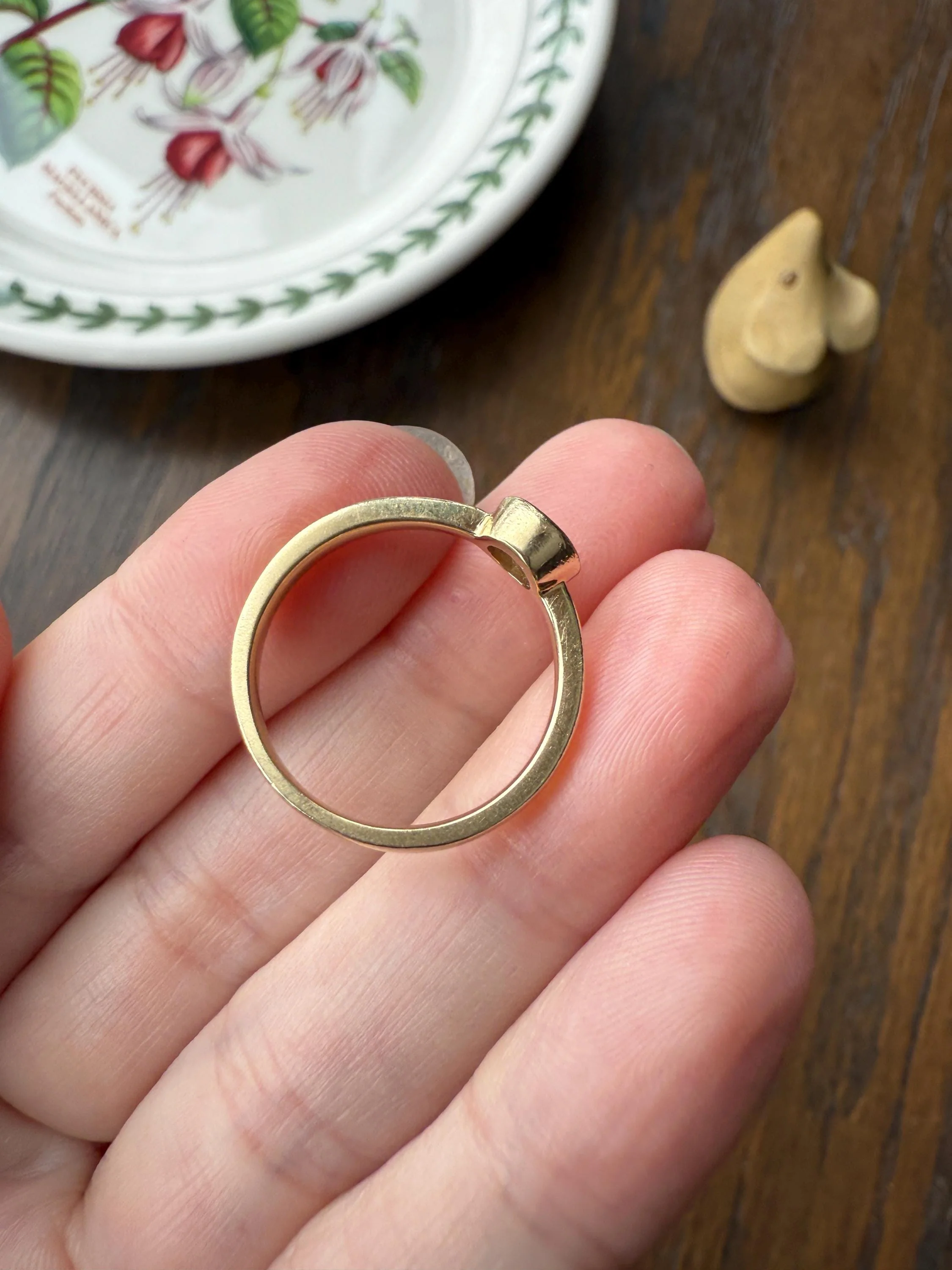 Vintage DIAMOND Bezel Set Ring Stacker Band 14k Gold Solid Geometric Engagement Gift Unisex - Image 17