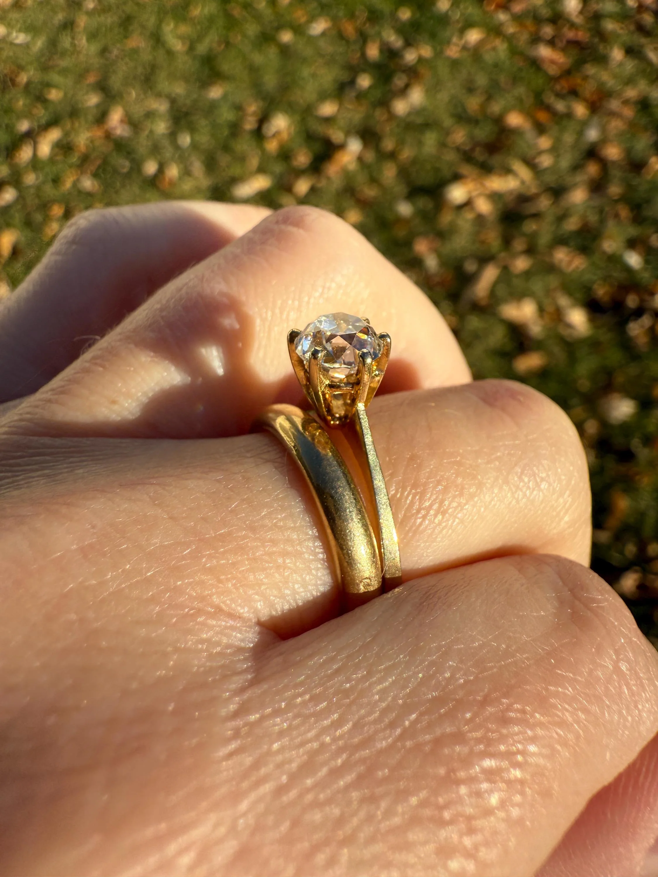 Vintage EYE CLEAN 1.2 Carat French Solitaire Ring Chunky Antique Cushion Old Mine Cut DIAMOND 18k Gold Band Engagement Romantic Gift 1Ct OmC - Image 10
