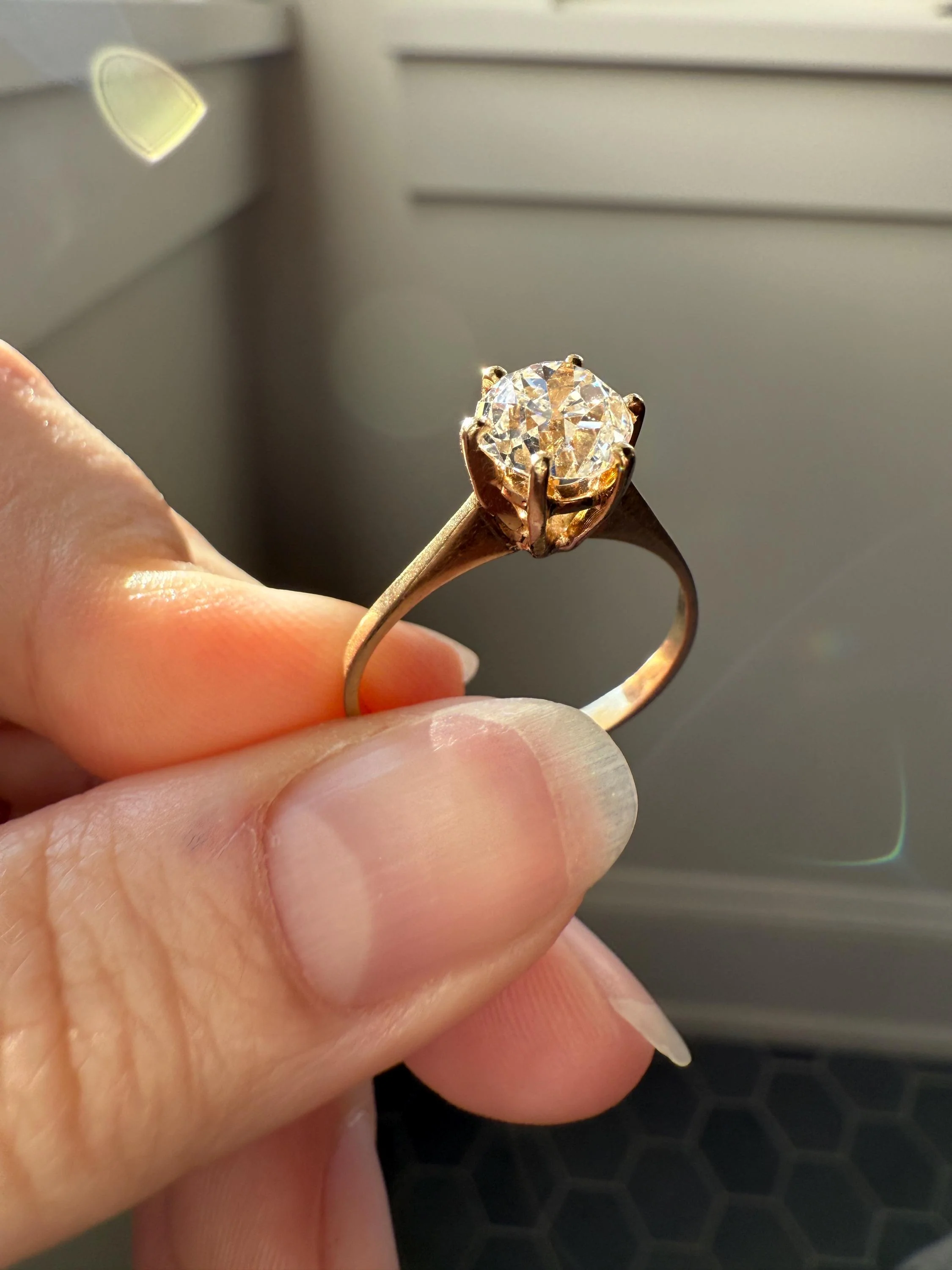 Vintage EYE CLEAN 1.2 Carat French Solitaire Ring Chunky Antique Cushion Old Mine Cut DIAMOND 18k Gold Band Engagement Romantic Gift 1Ct OmC - Image 11