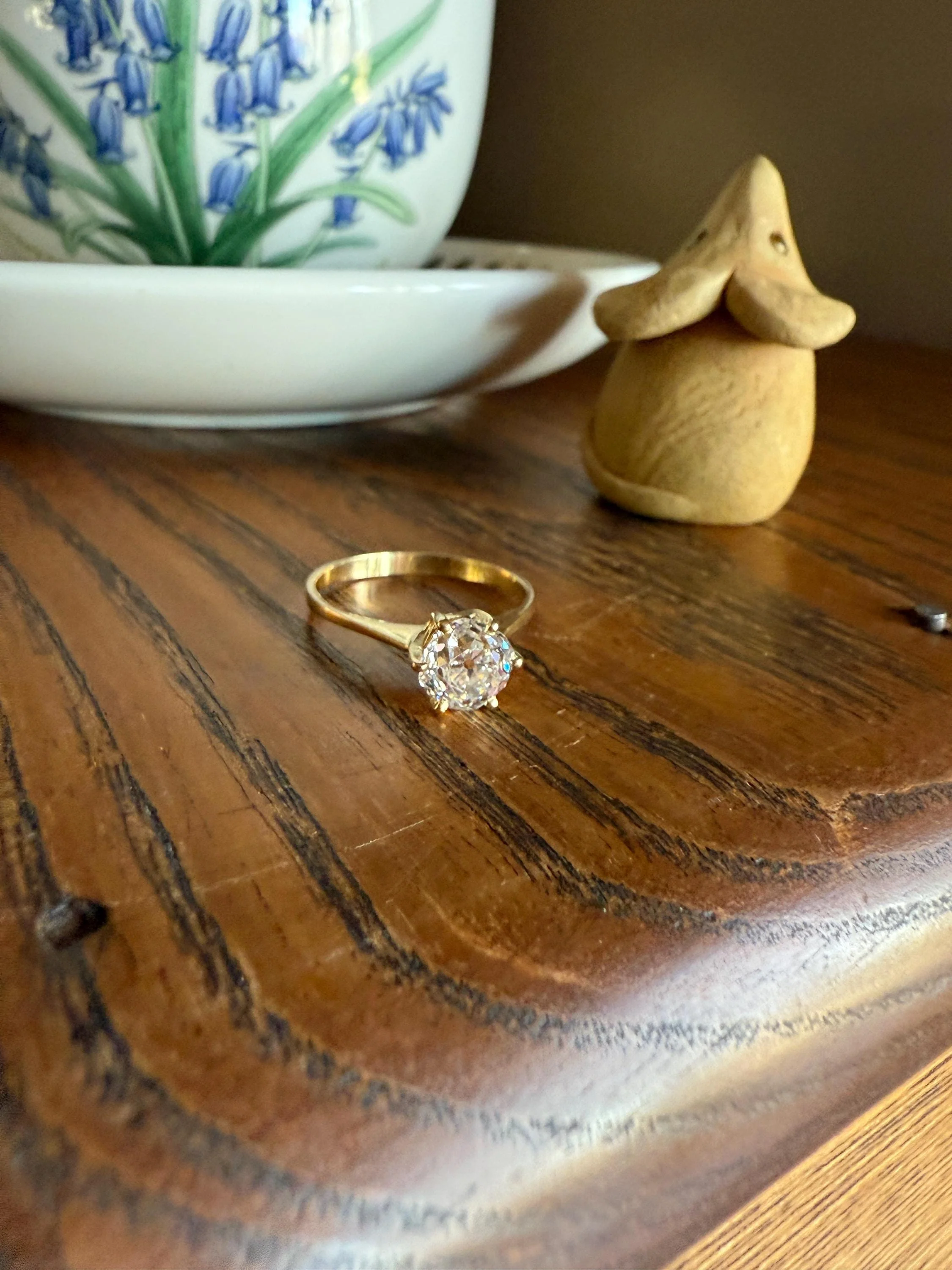 Vintage EYE CLEAN 1.2 Carat French Solitaire Ring Chunky Antique Cushion Old Mine Cut DIAMOND 18k Gold Band Engagement Romantic Gift 1Ct OmC - Image 12