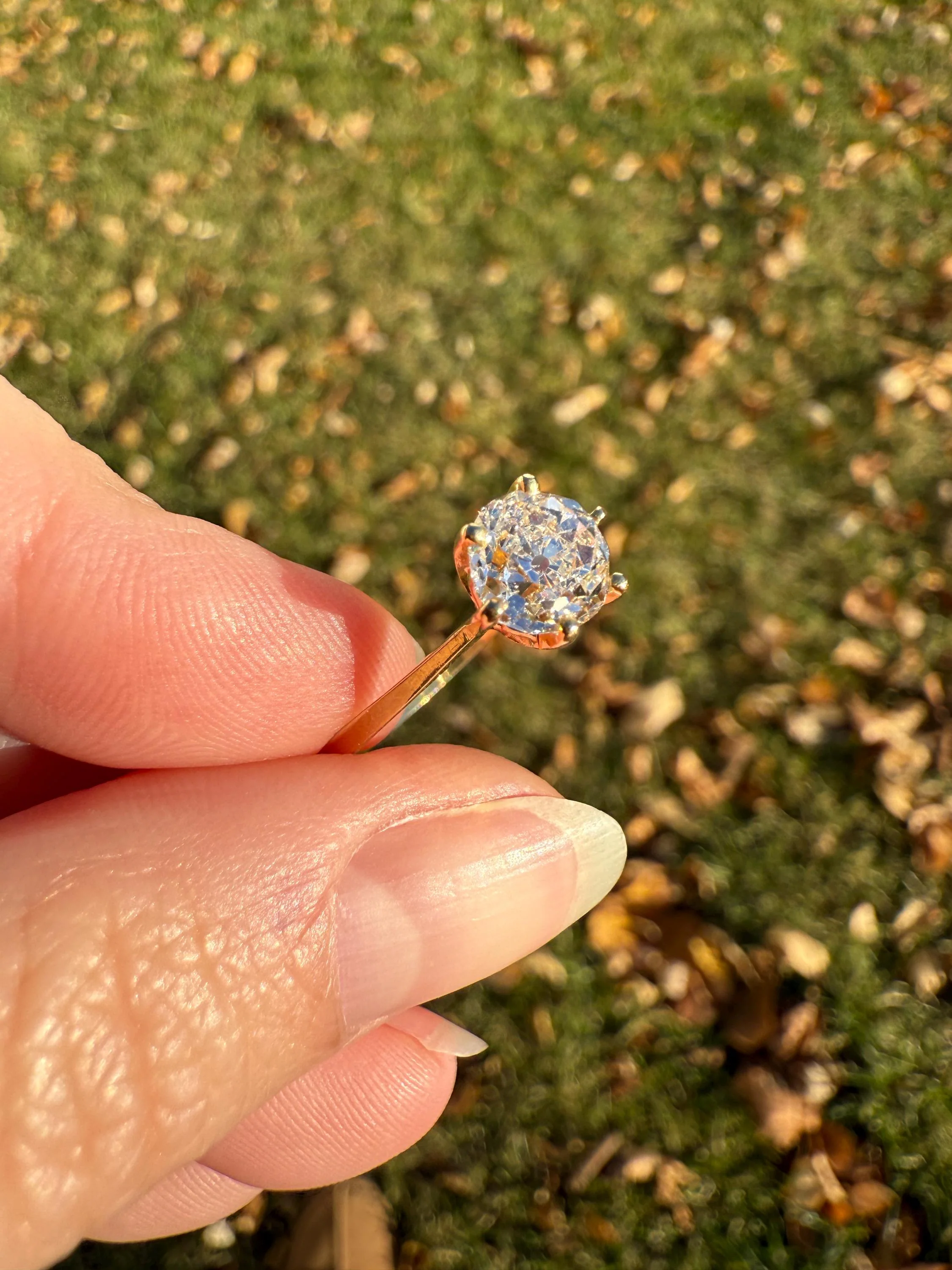 Vintage EYE CLEAN 1.2 Carat French Solitaire Ring Chunky Antique Cushion Old Mine Cut DIAMOND 18k Gold Band Engagement Romantic Gift 1Ct OmC - Image 16