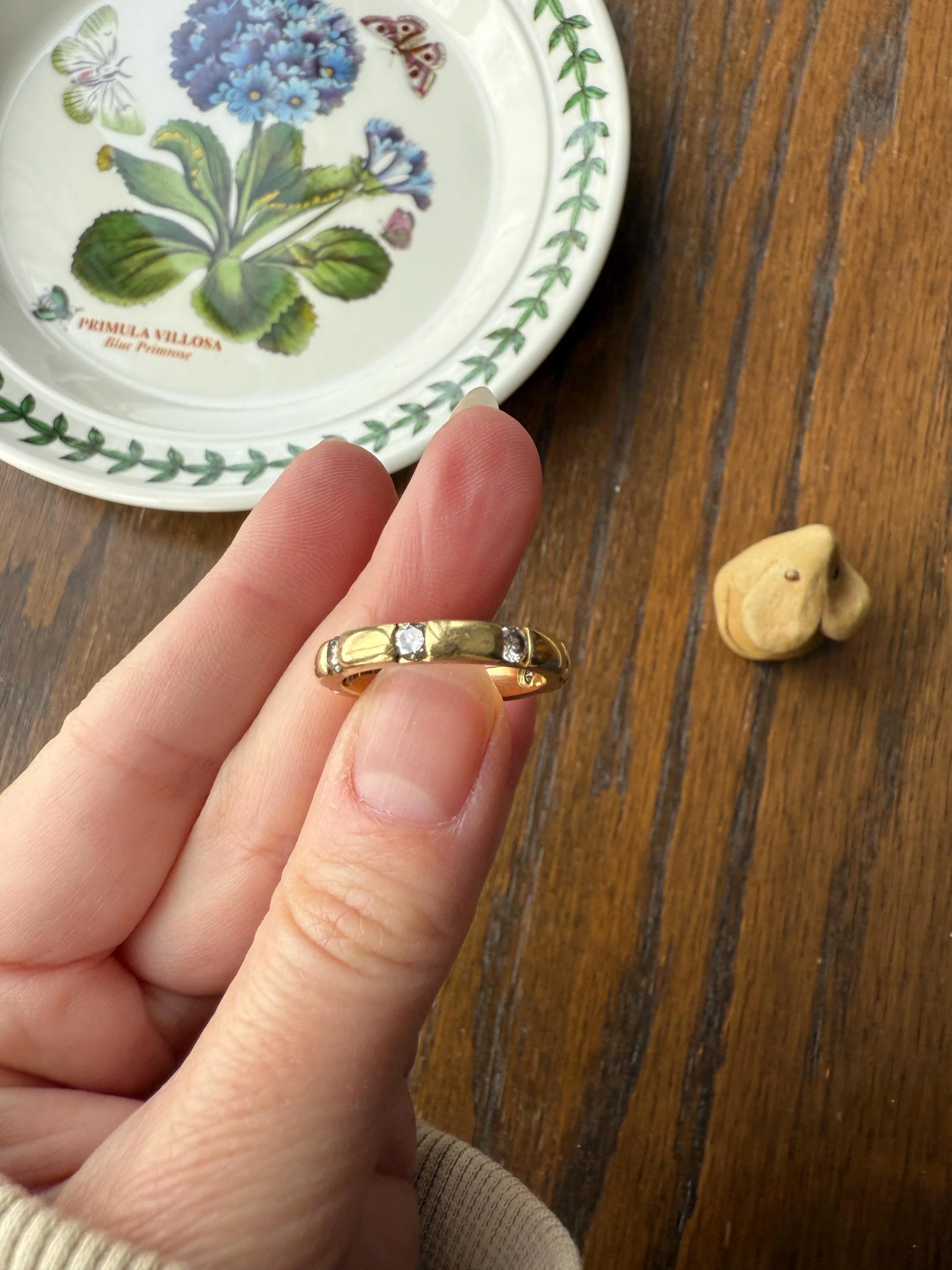 Vintage French 18k Gold Solid Eye Clean .72 Carat Eight Stone Older Brilliant Cut Diamond Chunky Stacker Eternity Band Ring - Image 15