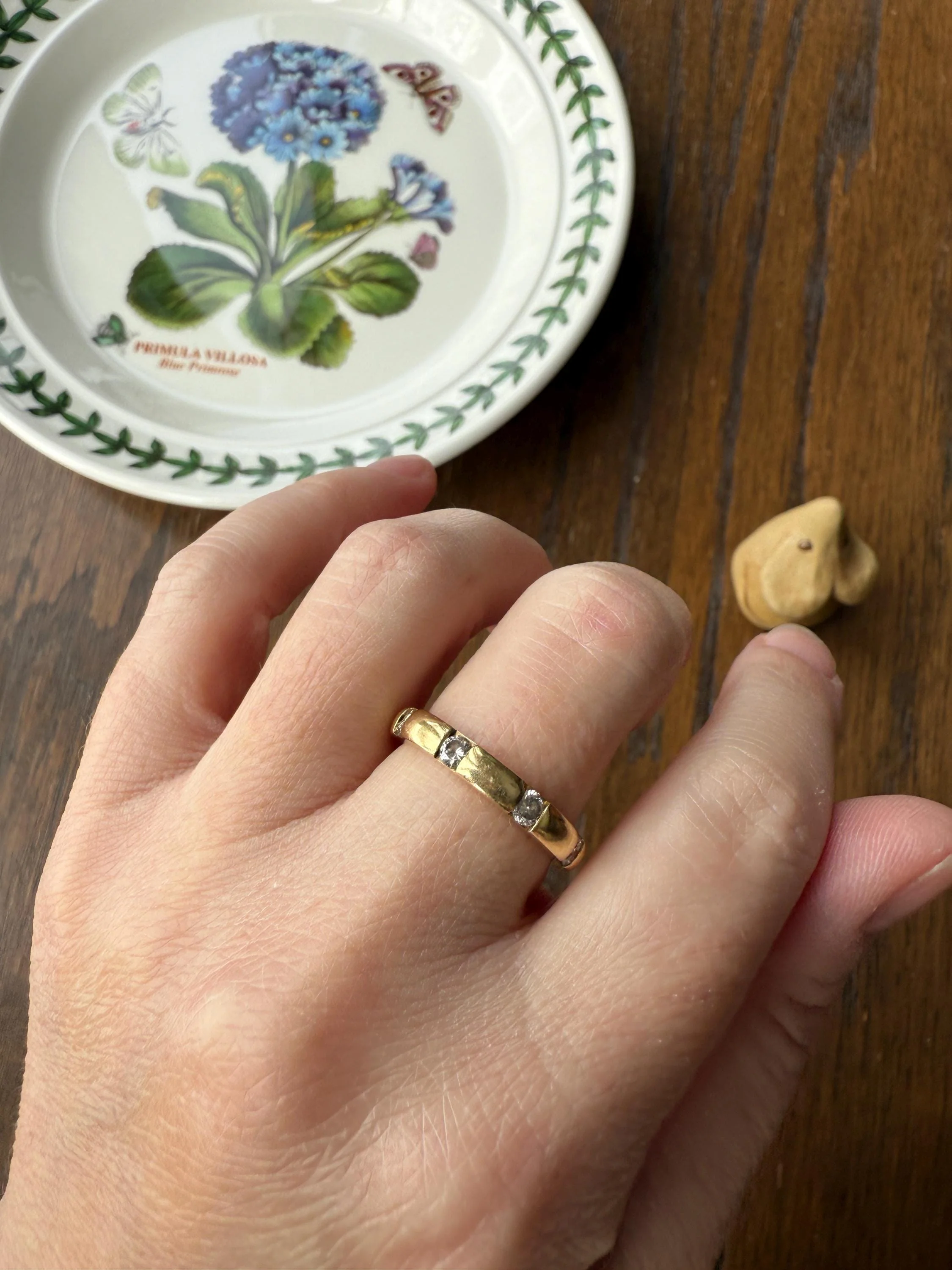 Vintage French 18k Gold Solid Eye Clean .72 Carat Eight Stone Older Brilliant Cut Diamond Chunky Stacker Eternity Band Ring - Image 9