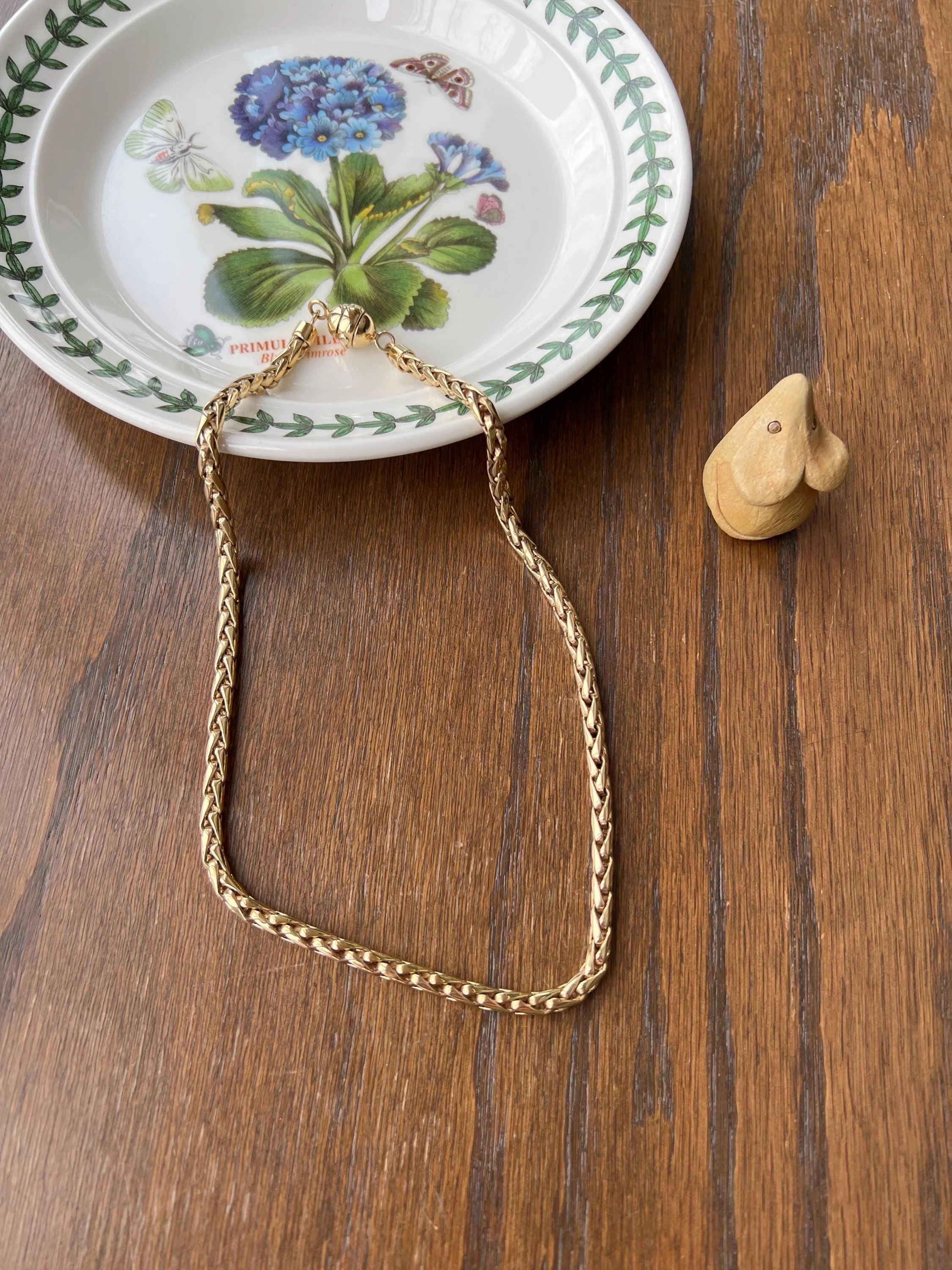Vintage Gold Fill Plated Chunky Wheat Foxtail Link CHAIN Necklace Found in France Ball Clasp Ornament - Image 10