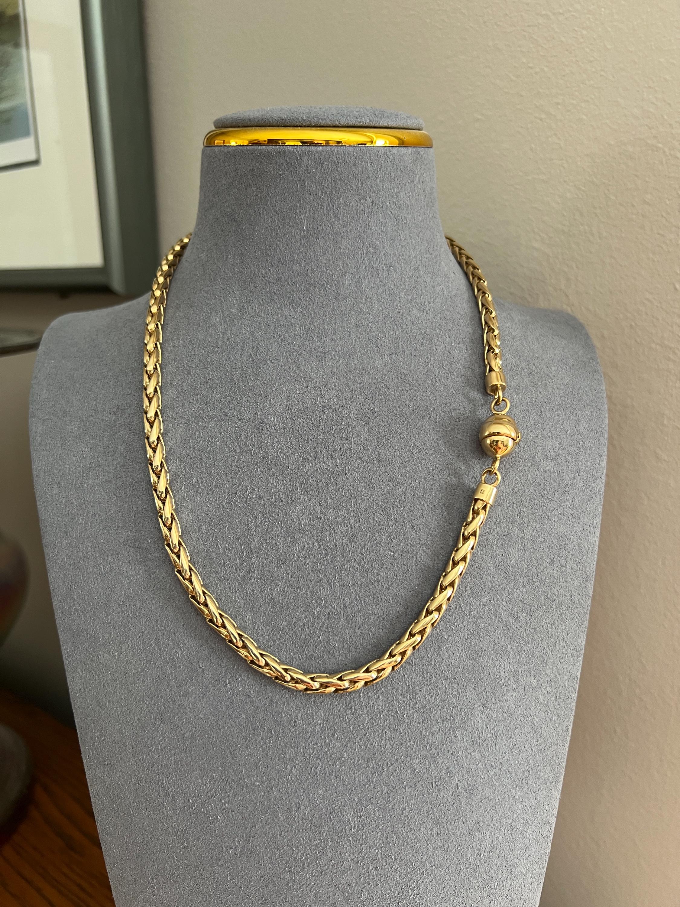 Vintage Gold Fill Plated Chunky Wheat Foxtail Link CHAIN Necklace Found in France Ball Clasp Ornament - Image 3