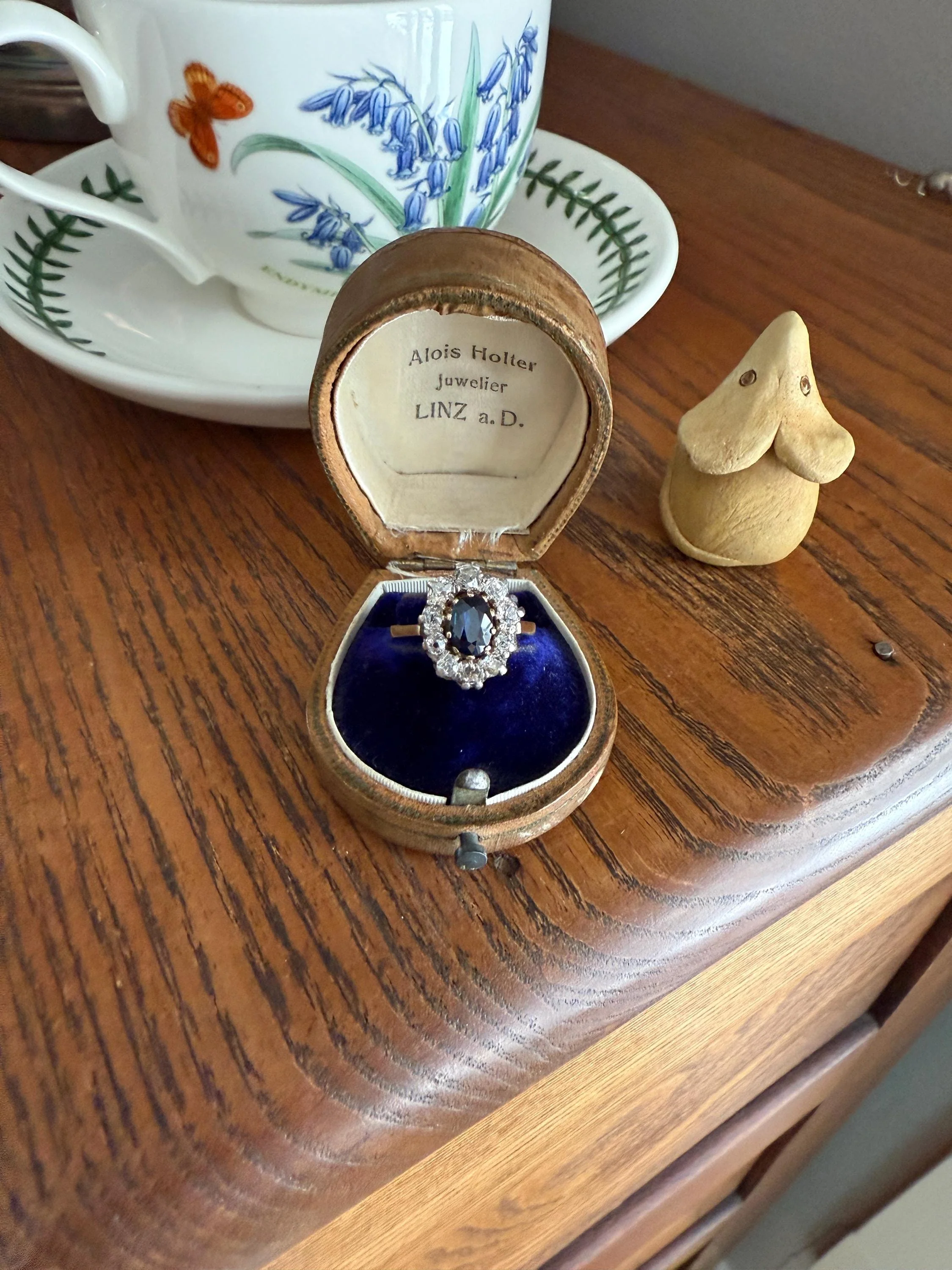 Vintage Natural SAPPHIRE Blue Antique 1.25 Carat Tdw Old Mine Cut DIAMOND Chunky Halo Ring 18k Gold 1.25Ctw OMC - Image 20