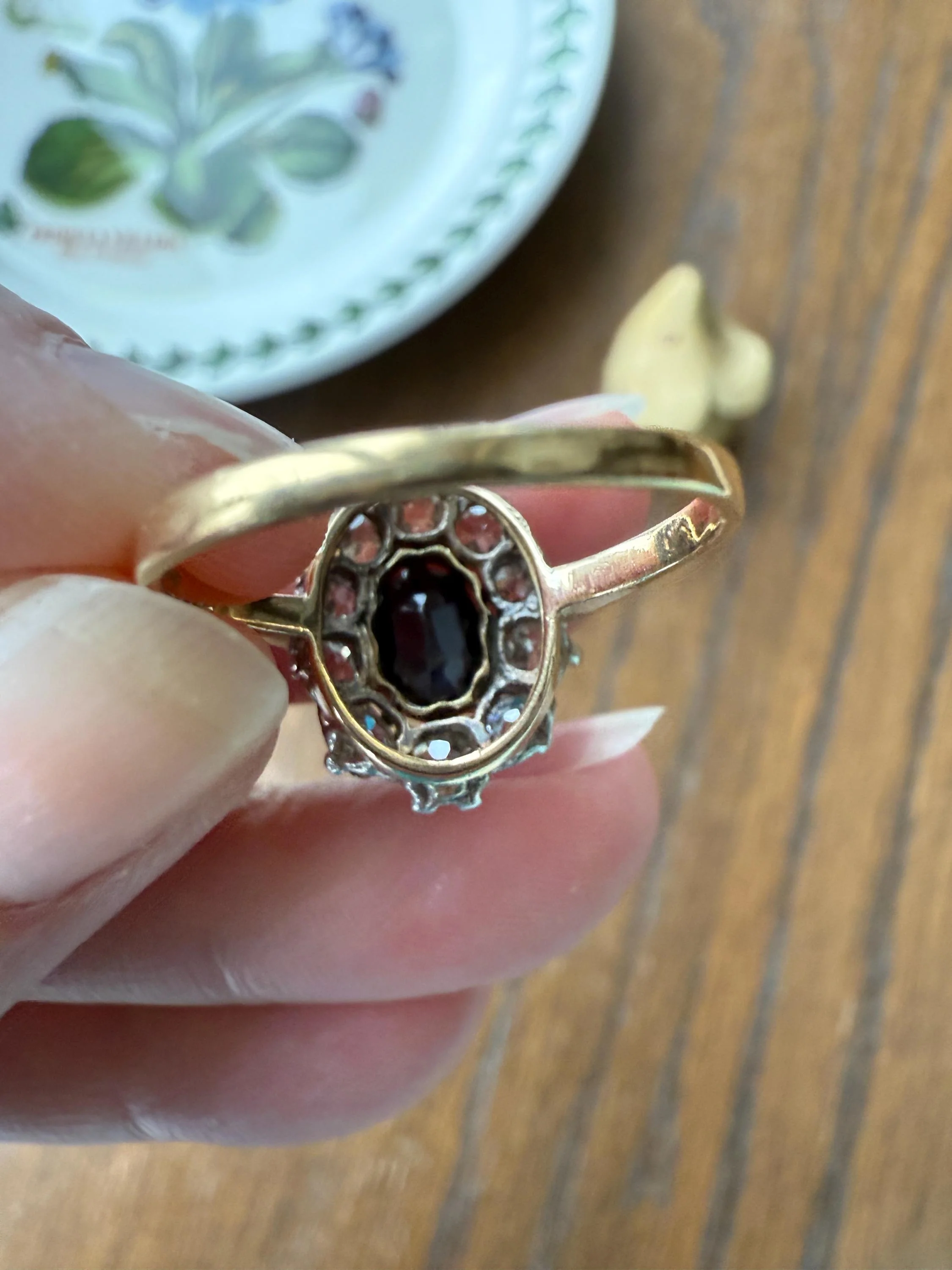 Vintage Natural SAPPHIRE Blue Antique 1.25 Carat Tdw Old Mine Cut DIAMOND Chunky Halo Ring 18k Gold 1.25Ctw OMC - Image 5