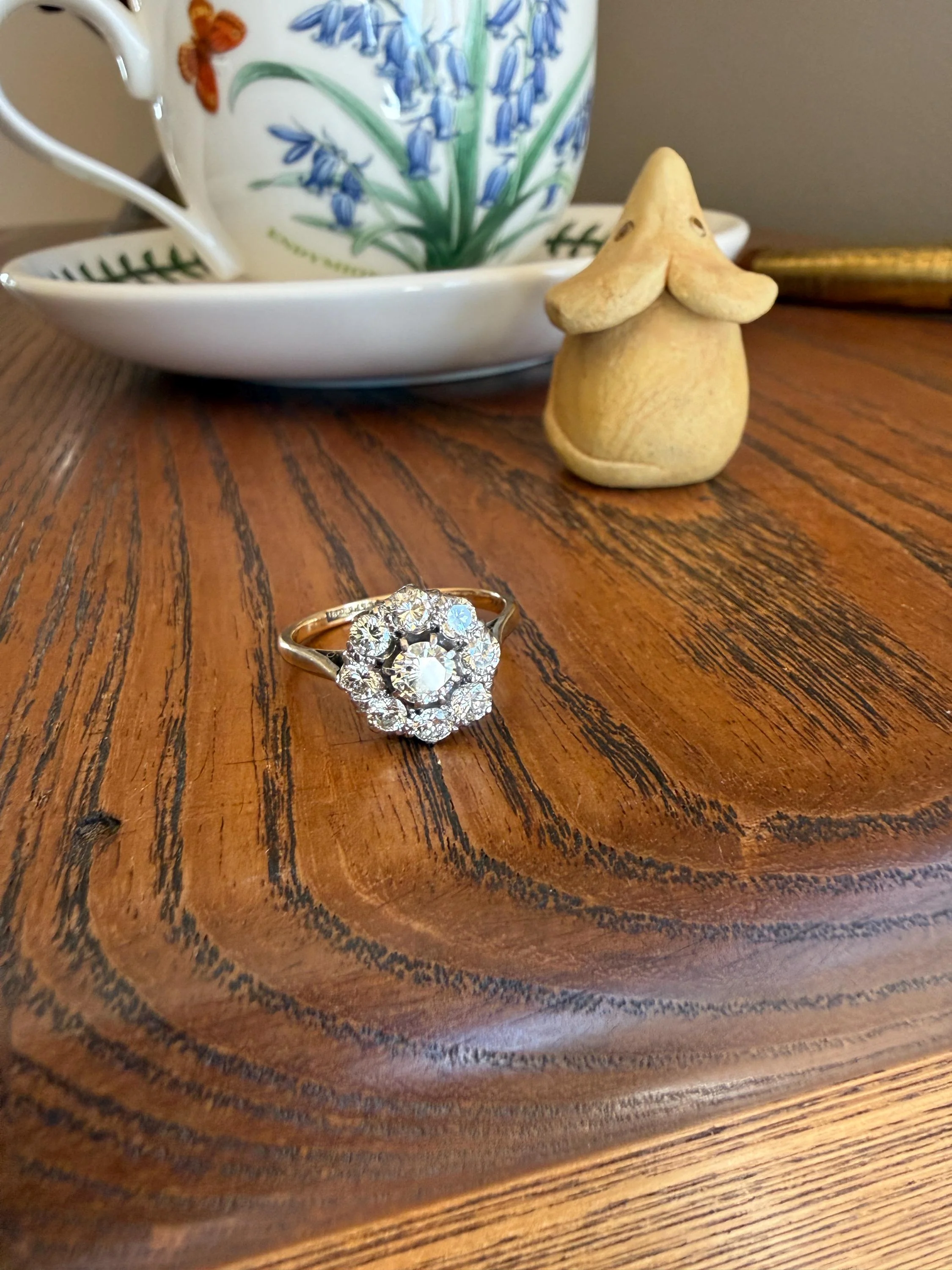 Vintage Older Brilliant Cut 1.45 Carat Tdw Natural DIAMOND Cluster Ring 18k Gold & Platinum Band Fiery Stacker Nine Stone 1.45ctw - Image 14