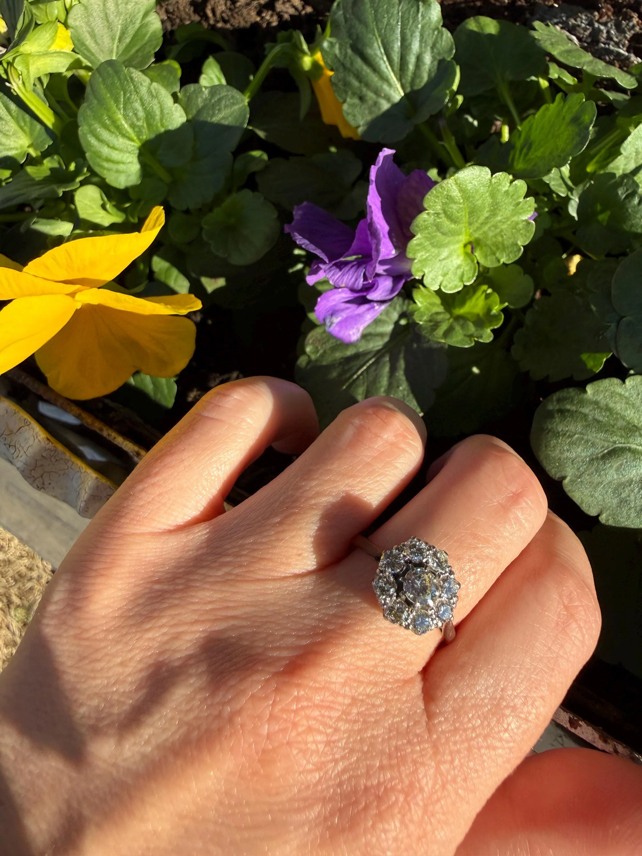 Vintage Older Brilliant Cut 1.45 Carat Tdw Natural DIAMOND Cluster Ring 18k Gold & Platinum Band Fiery Stacker Nine Stone 1.45ctw - Image 15