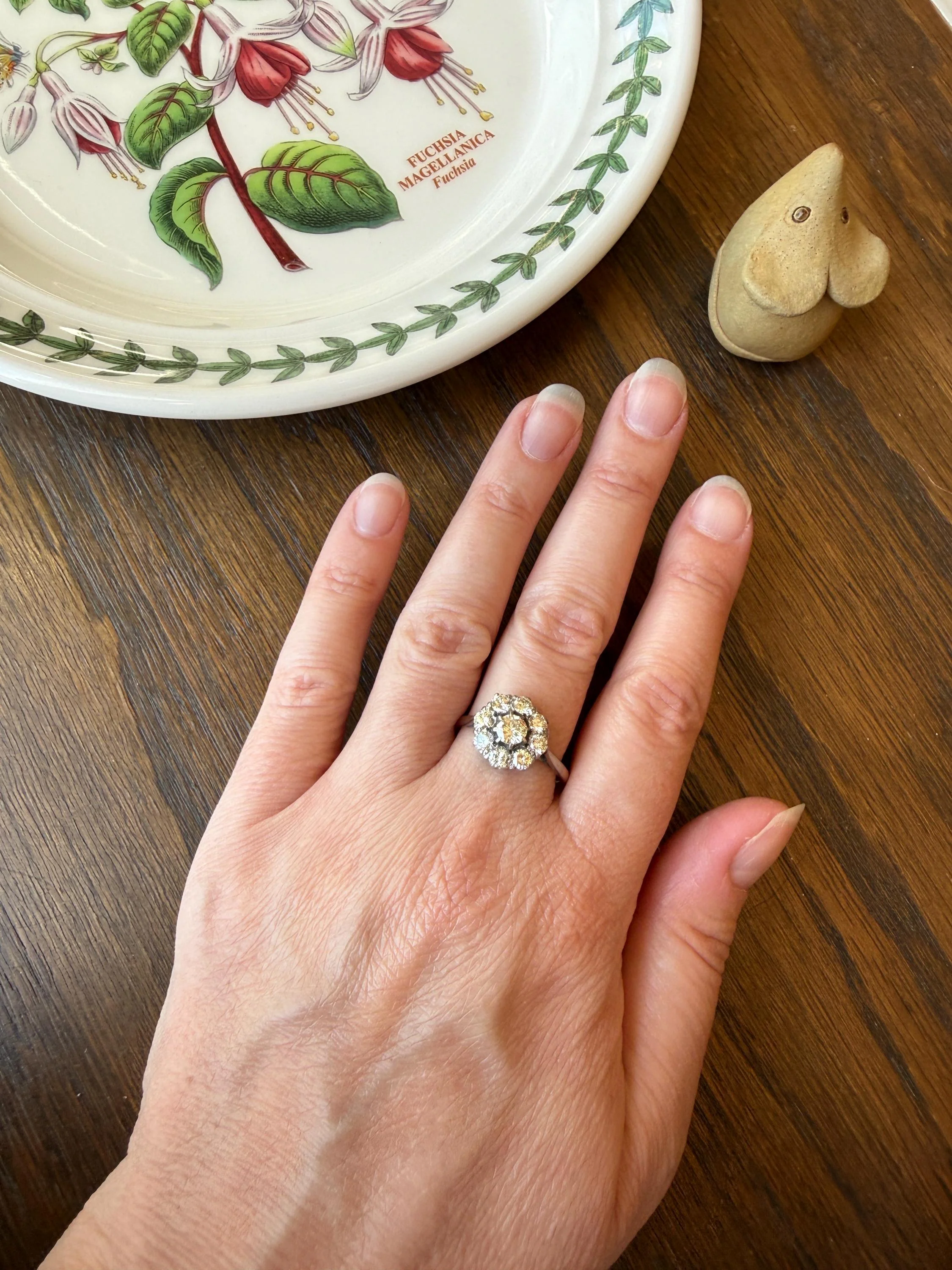 Vintage Older Brilliant Cut 1.45 Carat Tdw Natural DIAMOND Cluster Ring 18k Gold & Platinum Band Fiery Stacker Nine Stone 1.45ctw - Image 18