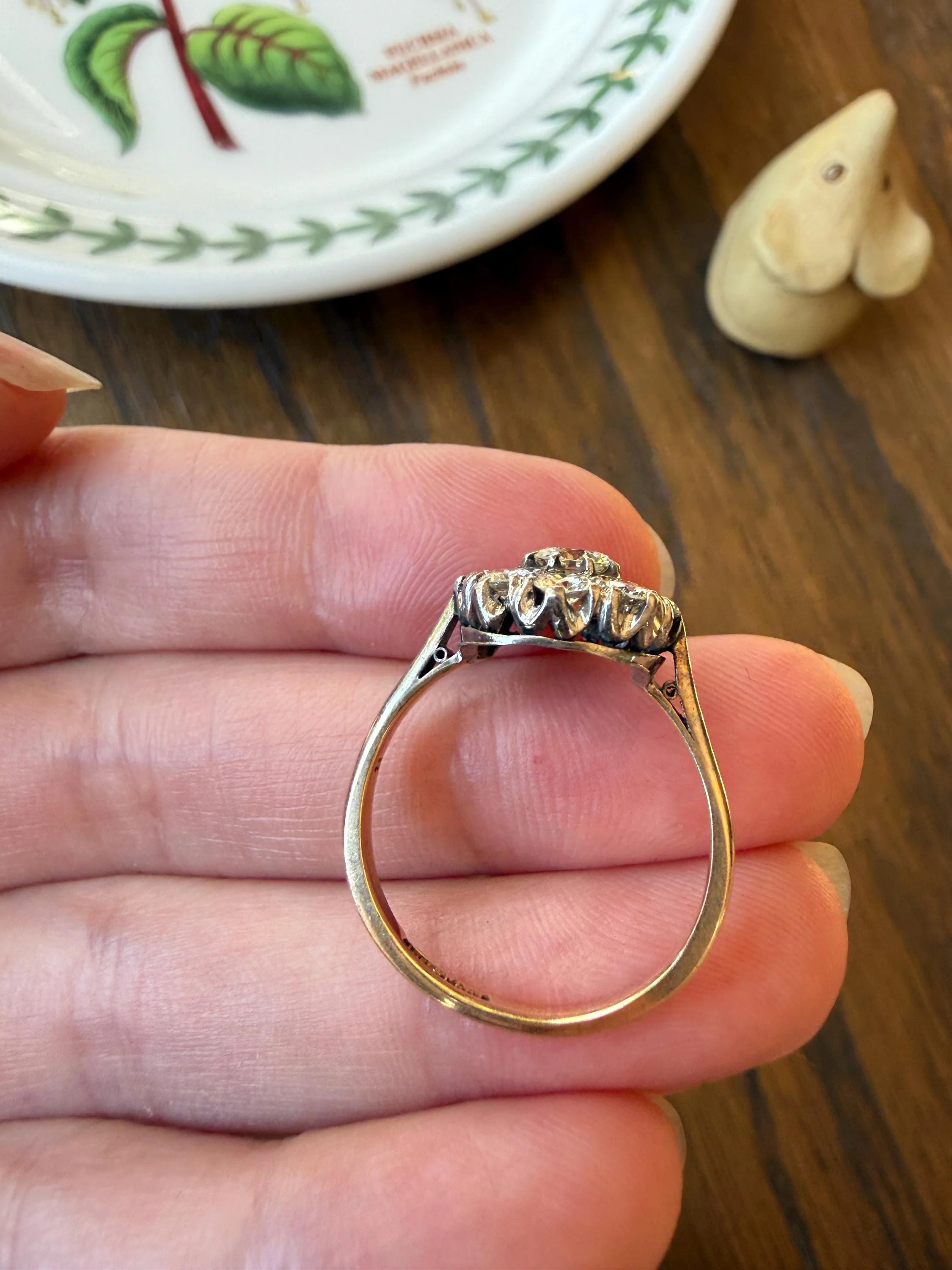 Vintage Older Brilliant Cut 1.45 Carat Tdw Natural DIAMOND Cluster Ring 18k Gold & Platinum Band Fiery Stacker Nine Stone 1.45ctw - Image 19