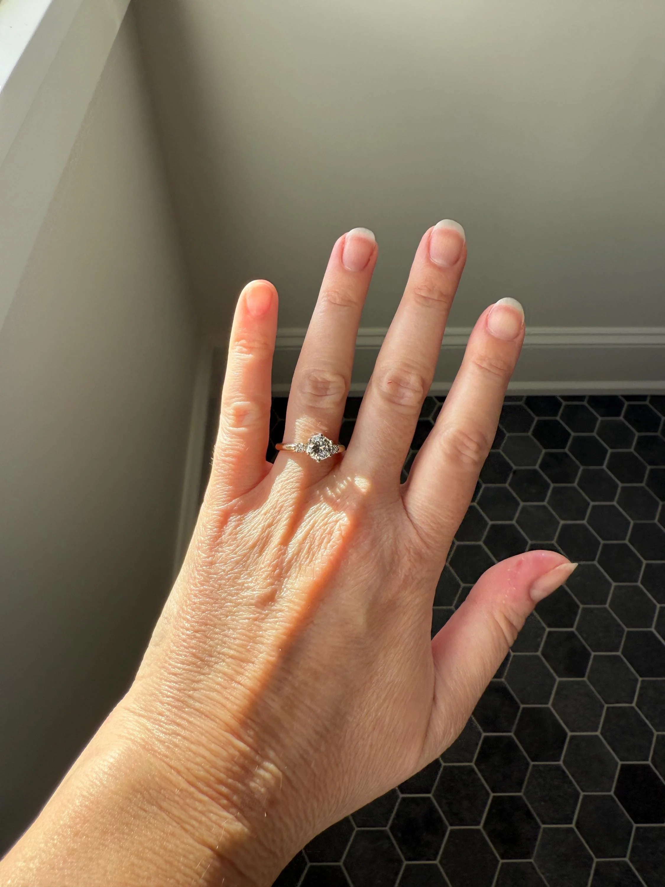 A+ Vintage One CARAT Transitional Cut DIAMOND Eye Clean Solitaire Engagement Ring w/ accents 18k Gold Fiery Stacker - Image 13