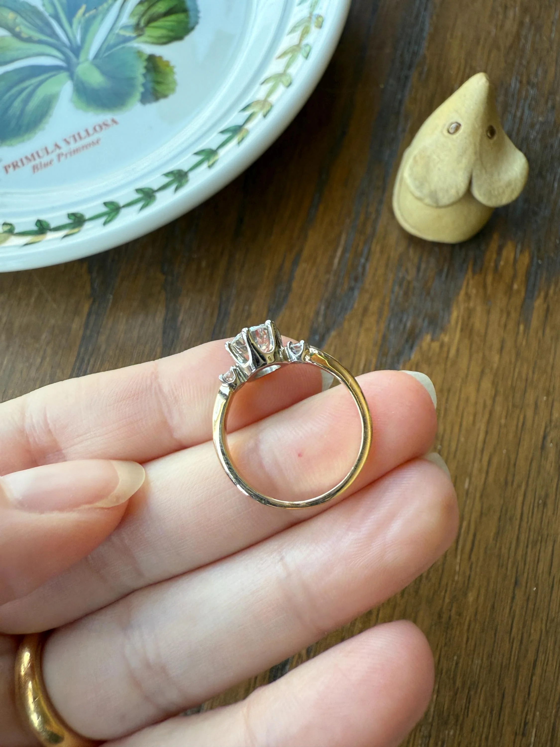 A+ Vintage One CARAT Transitional Cut DIAMOND Eye Clean Solitaire Engagement Ring w/ accents 18k Gold Fiery Stacker - Image 17