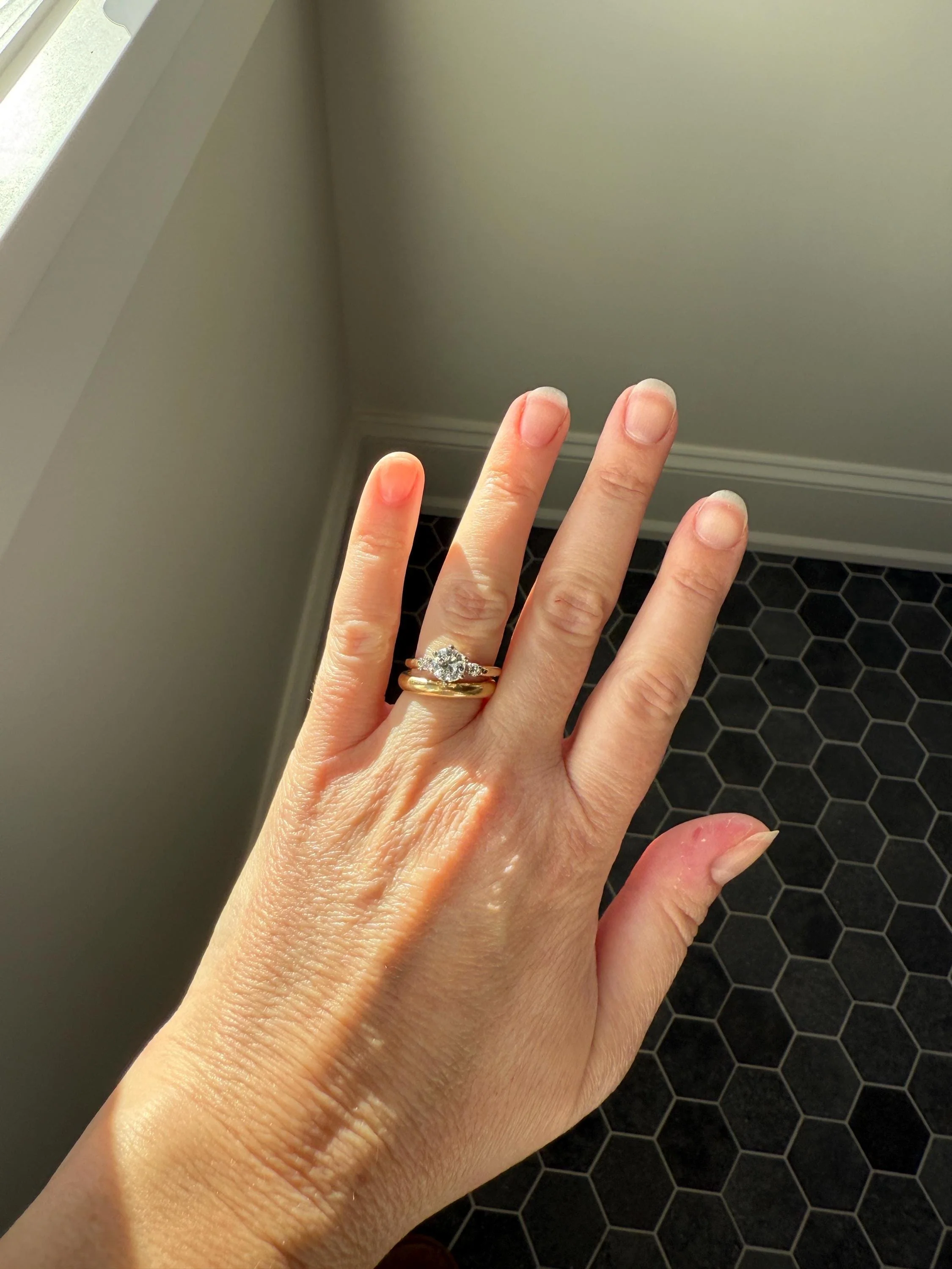 A+ Vintage One CARAT Transitional Cut DIAMOND Eye Clean Solitaire Engagement Ring w/ accents 18k Gold Fiery Stacker - Image 7