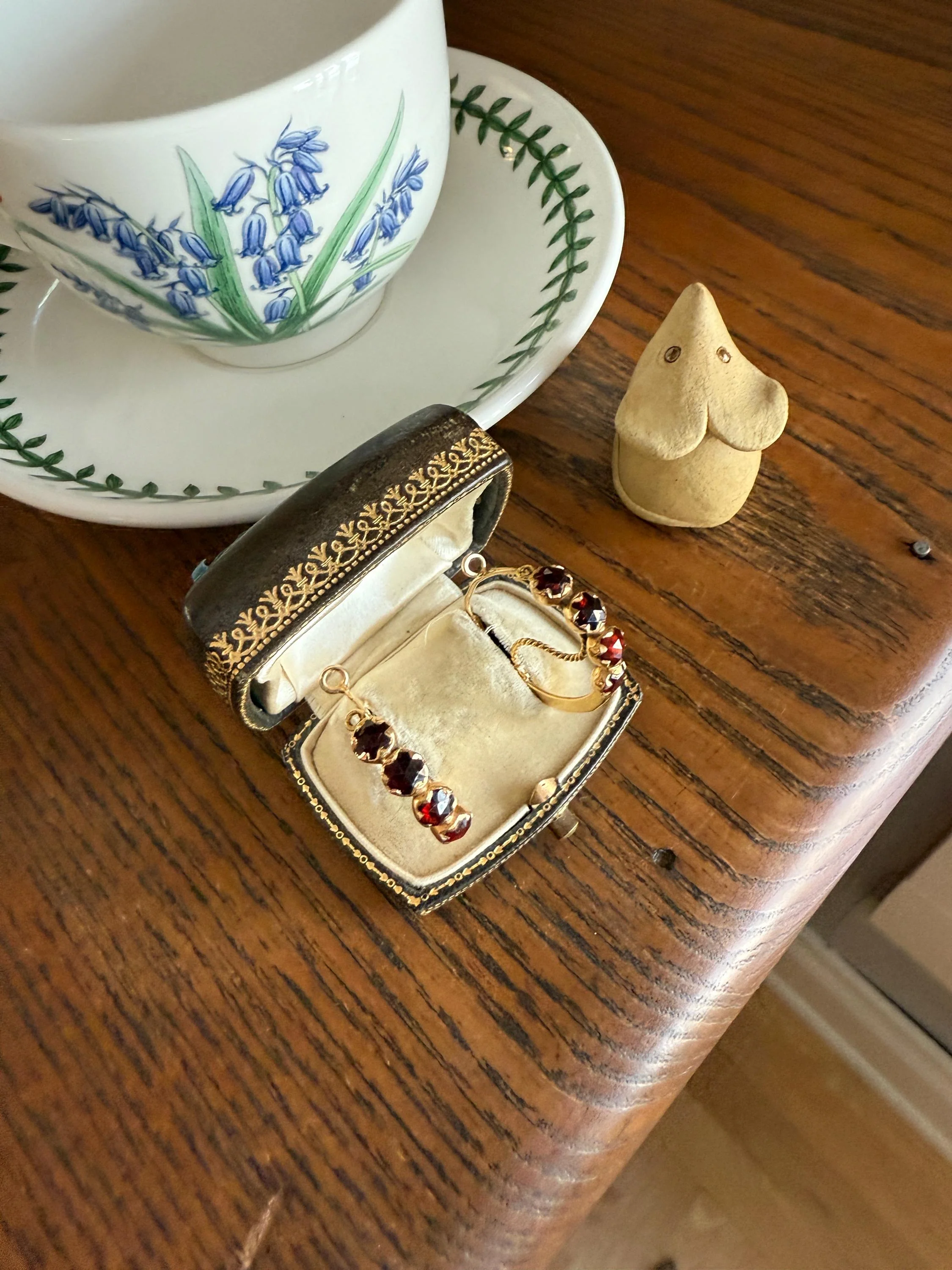 Vintage Rose Cut Perpignan GARNET Poissarde Hoop EARRINGS 18k Gold French Belle Epoque Foiled Domed Back Crimson Red - Image 14