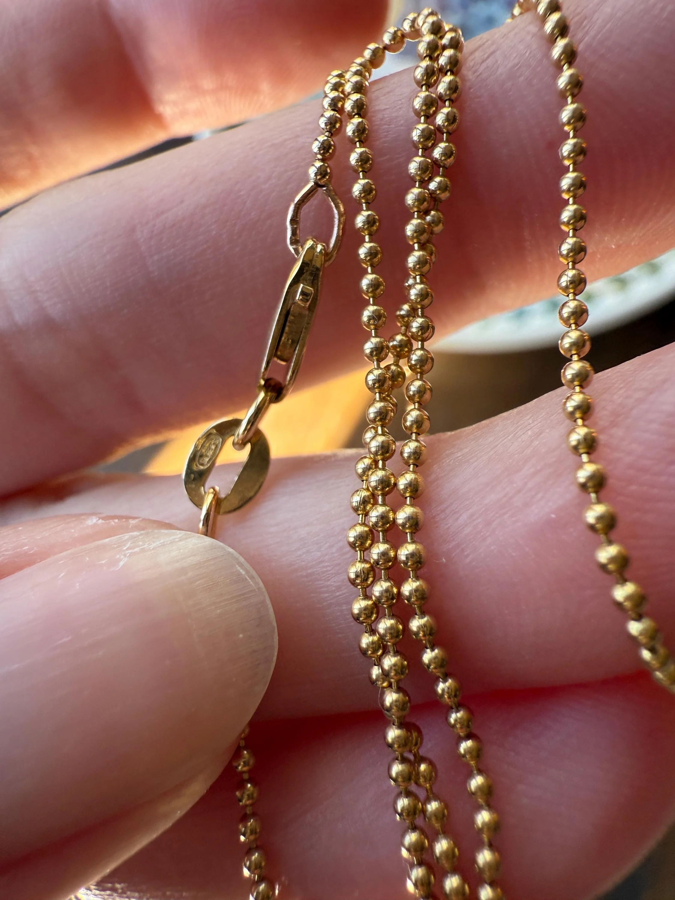 Vintage Teeny Tiny Mini Bead 14k Gold Pearl 16" Chain Necklace Solid Ball Rivet Minimalist Layering Pendant Holder Shimmer Neckmess Gift - Image 7
