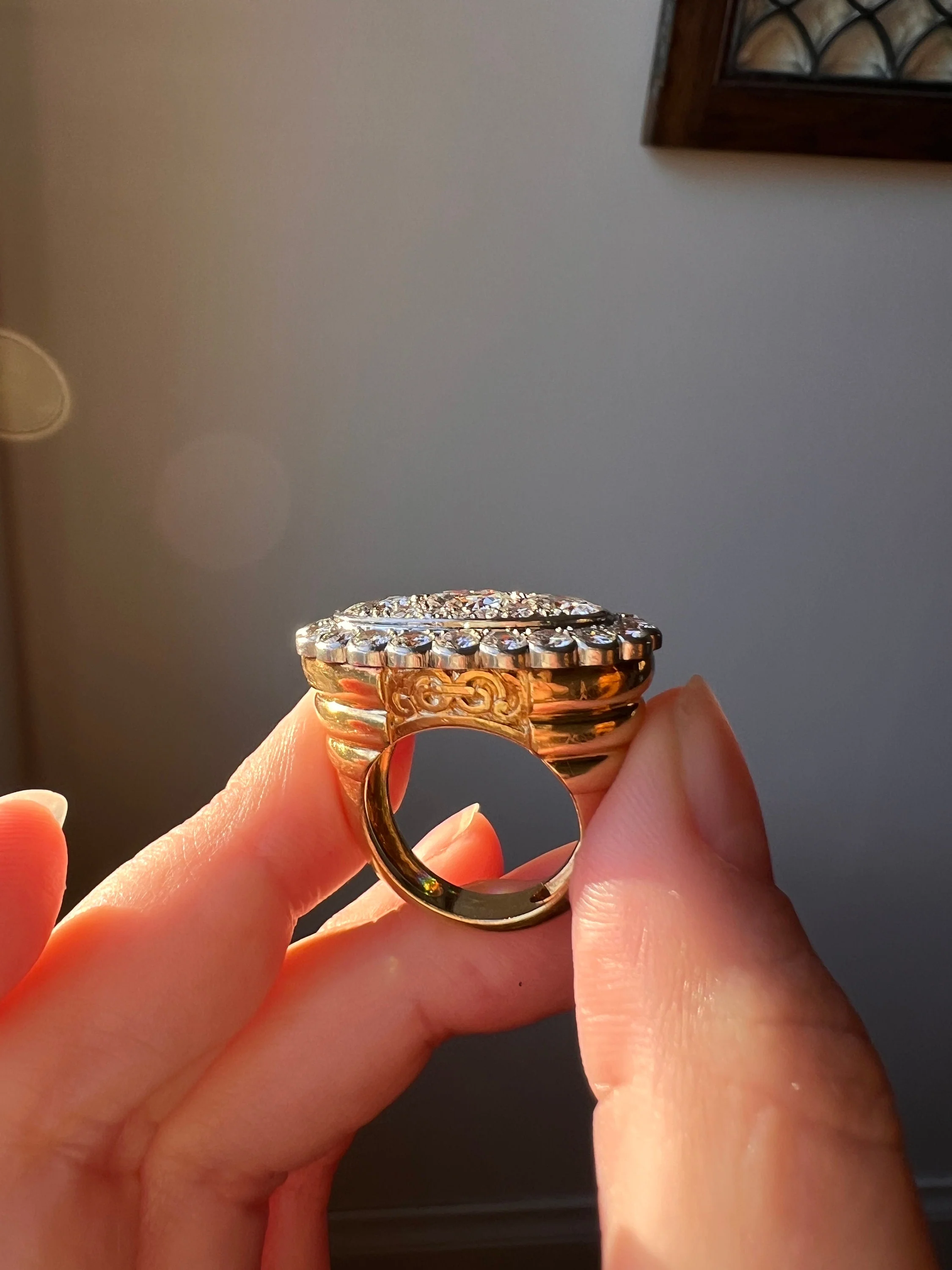 Vintage VAN CLEEF & ARPELS Boxed 5.25 Carat Transitional Cut Diamond Ring Heavy 22g 18k Gold Platinum Vtg to Antique Art Deco Special in Original Box - Image 6