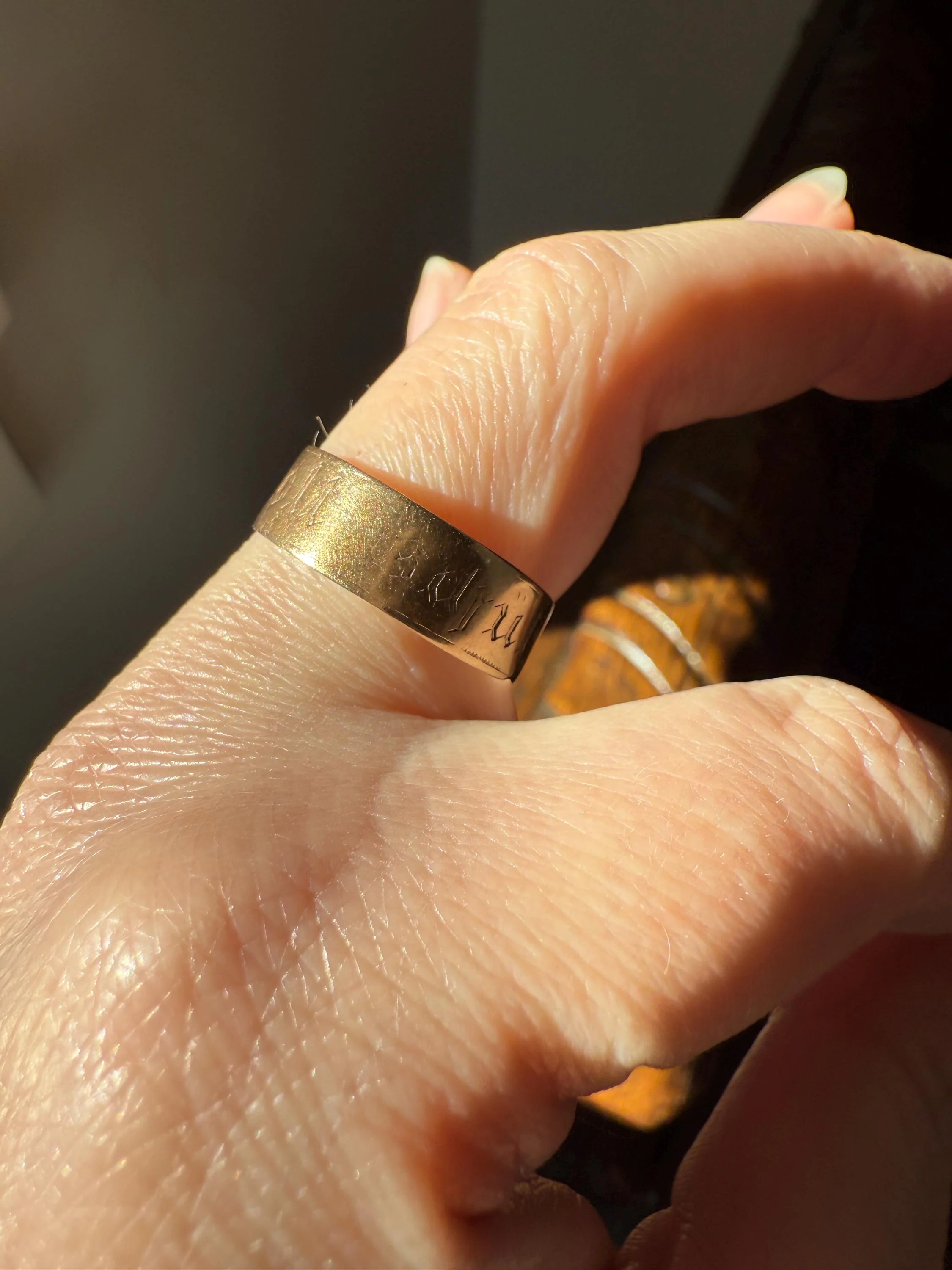 Warm Antique Cigar Band "Gott Schutze Dich" God Bless You 14k Gold Solid Victorian Eternity Ring Wedding Scarce Jewelry with Words Unisex - Image 15