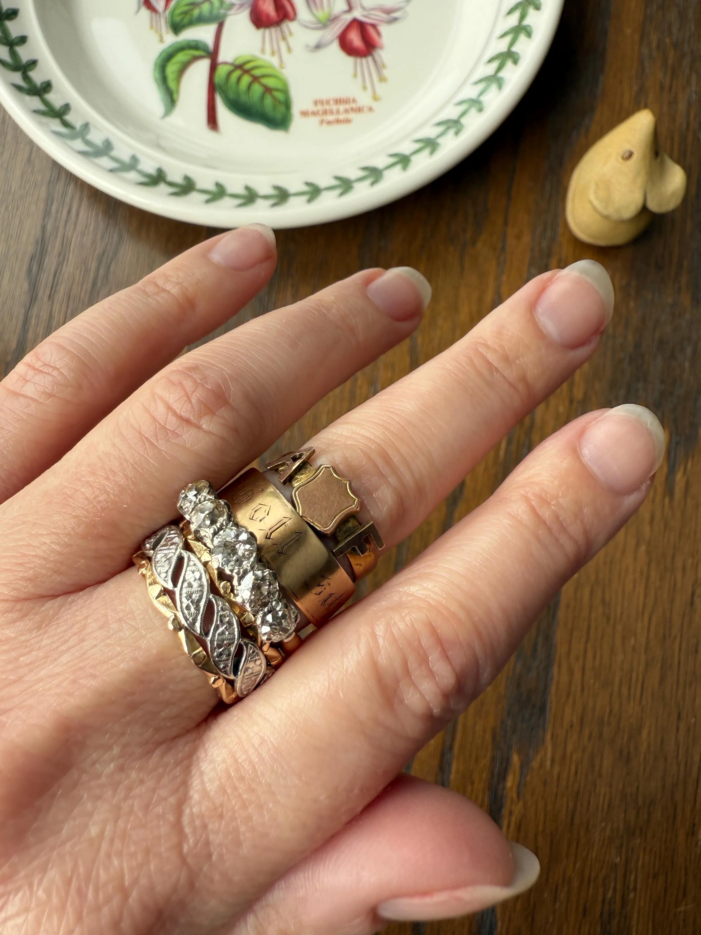 Warm Antique Cigar Band "Gott Schutze Dich" God Bless You 14k Gold Solid Victorian Eternity Ring Wedding Scarce Jewelry with Words Unisex - Image 5