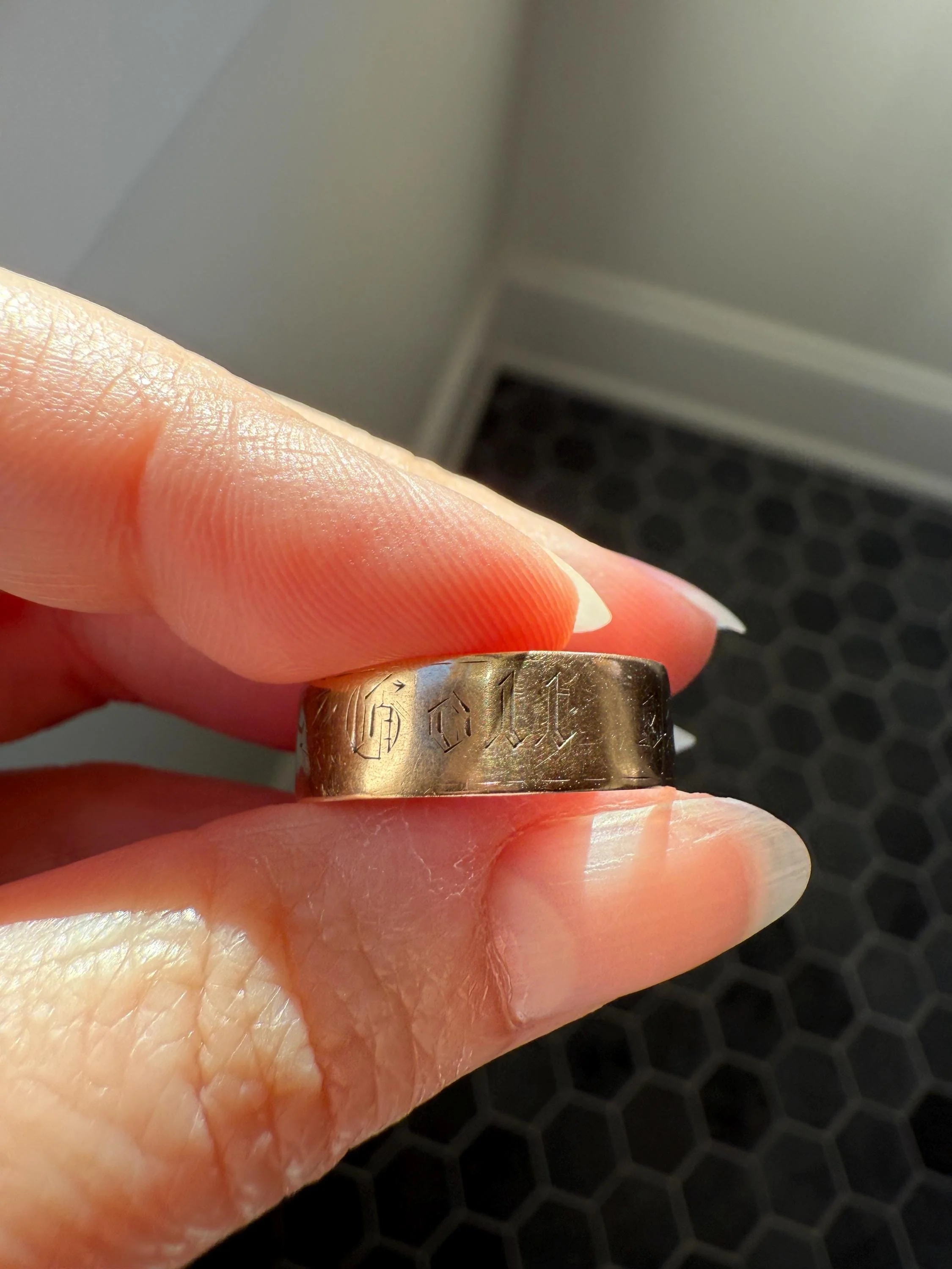 Warm Antique Cigar Band "Gott Schutze Dich" God Bless You 14k Gold Solid Victorian Eternity Ring Wedding Scarce Jewelry with Words Unisex - Image 9