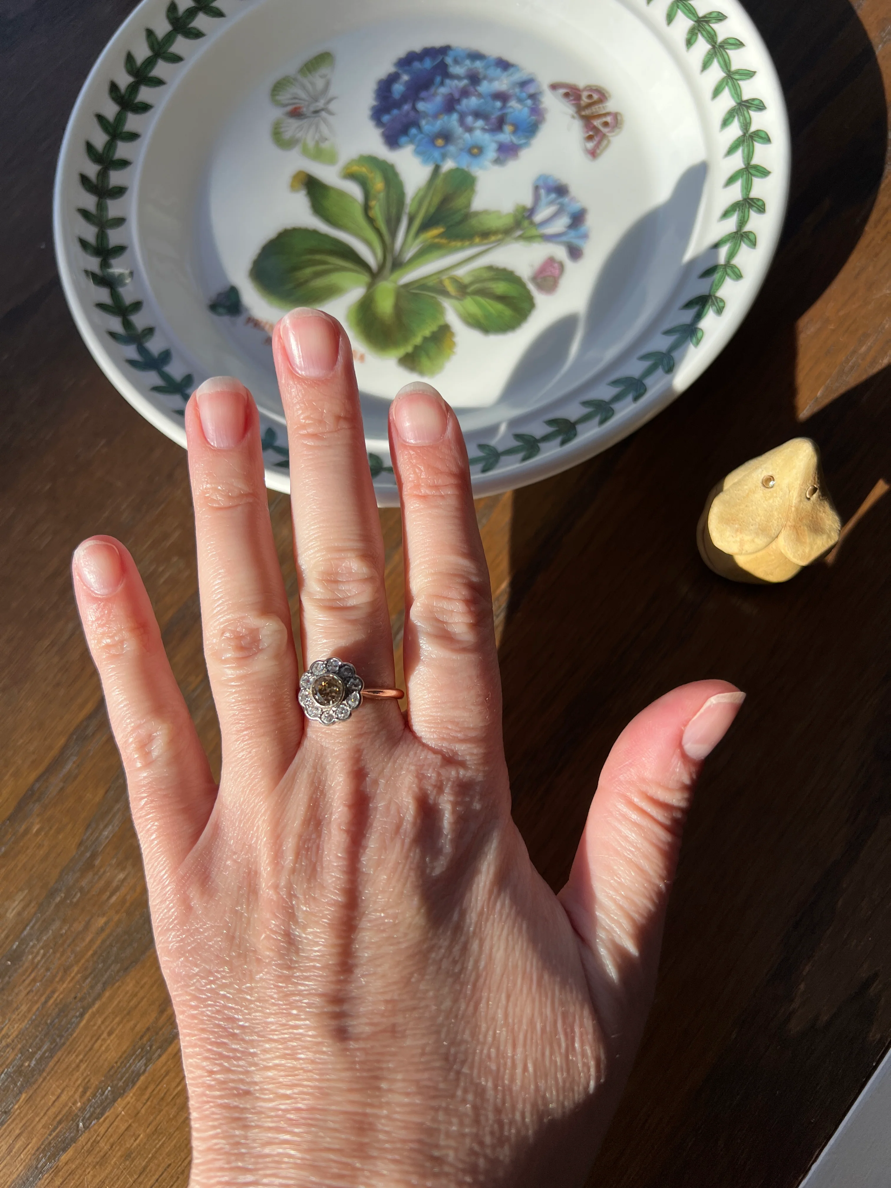 Wonderful Antique 1.1 Carat Tdw Fancy Light BROWN & White Old Mine Cut DIAMOND Halo Cluster Ring 14k Gold Champagne Daisy - Image 21