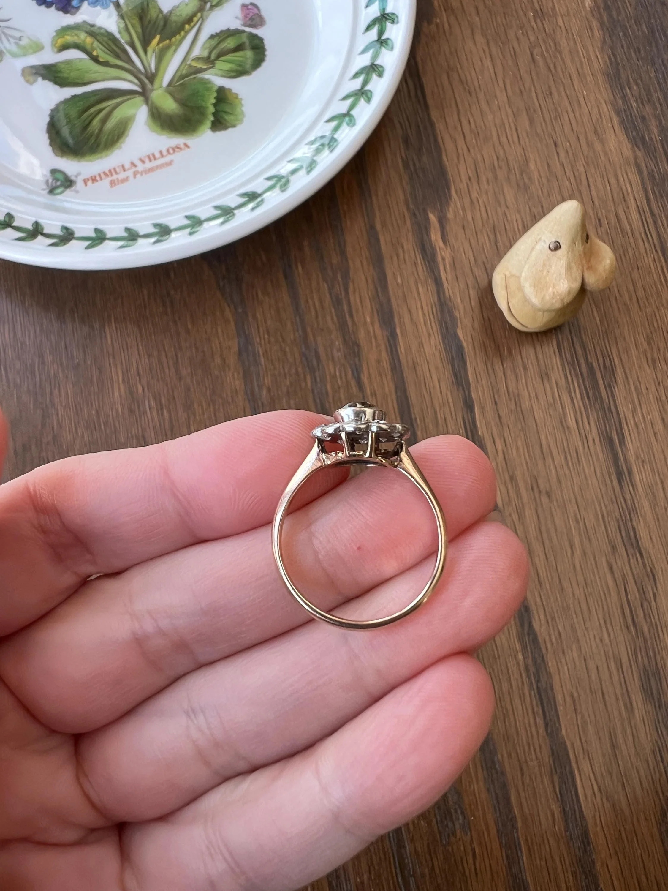 Wonderful Antique 1.1 Carat Tdw Fancy Light BROWN & White Old Mine Cut DIAMOND Halo Cluster Ring 14k Gold Champagne Daisy - Image 8