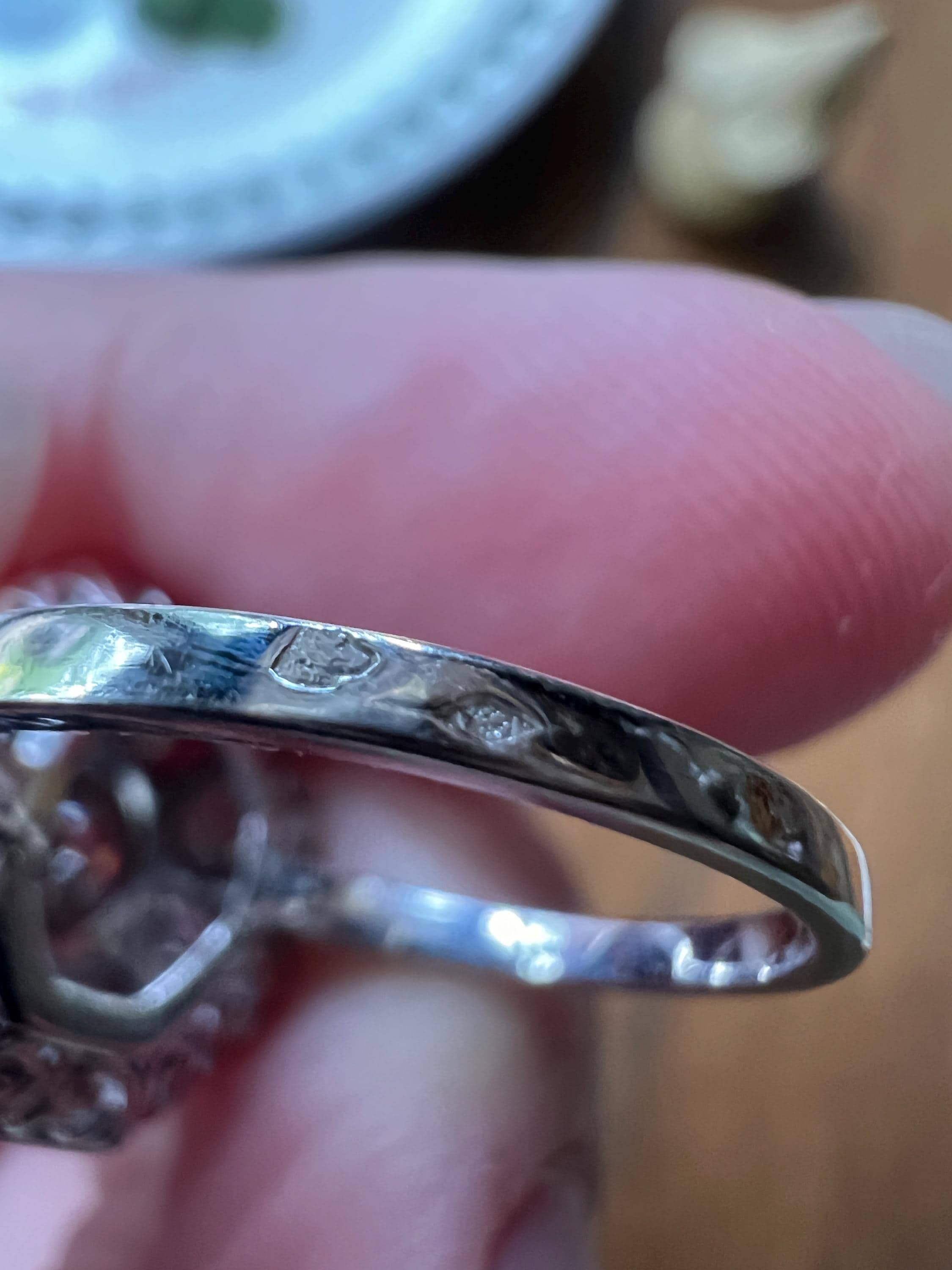 XL 2.7 Carat OCTAGON Shield French Antique PLATINUM Ring Old Mine Cut Diamonds Cluster - Image 9