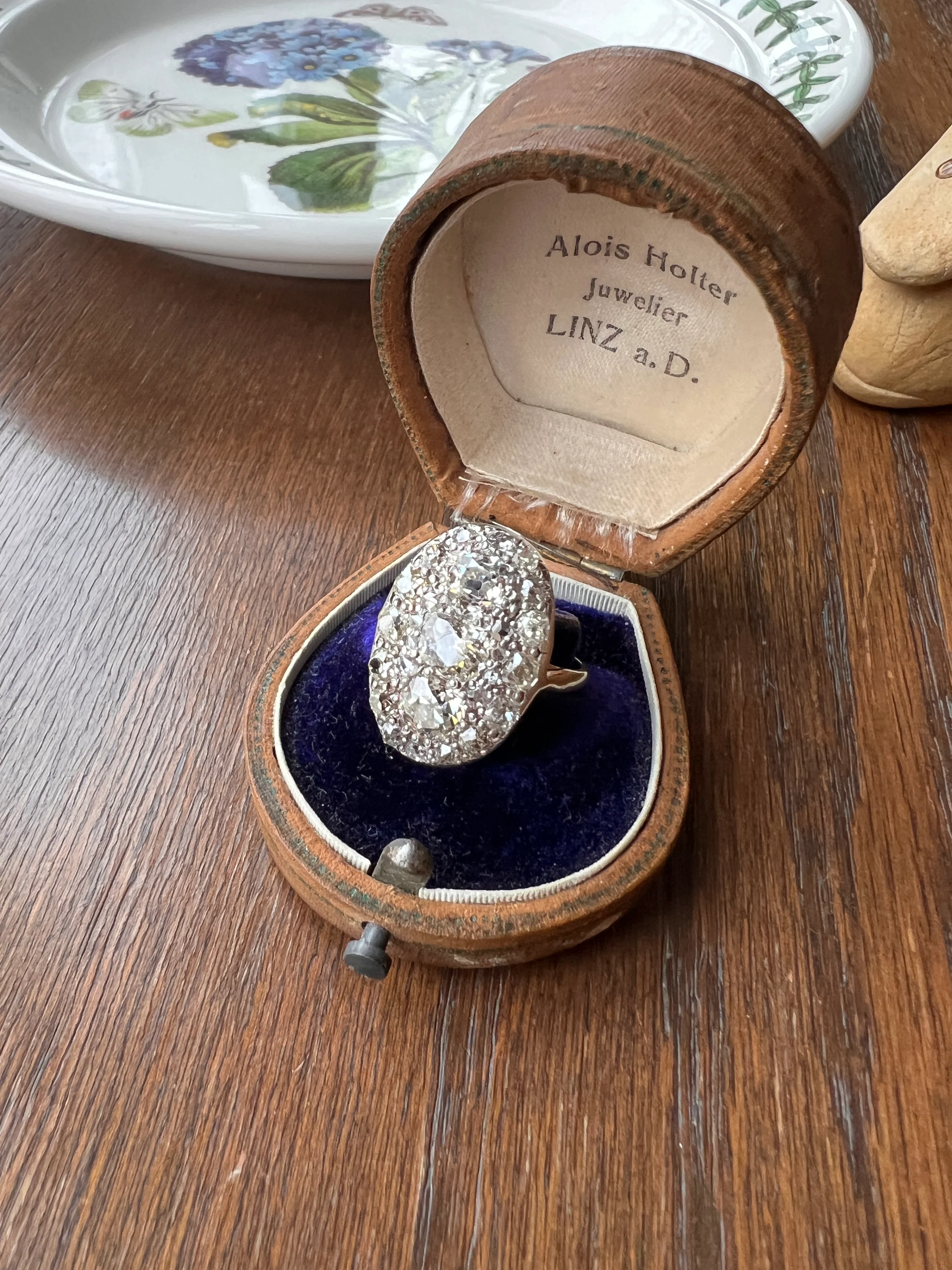 XL Antique Four Carat Old Mine Cut DIAMOND Cobblestone CLUSTER Ring 18k Gold Oval Chunky Warm Yellow OmC - Image 14