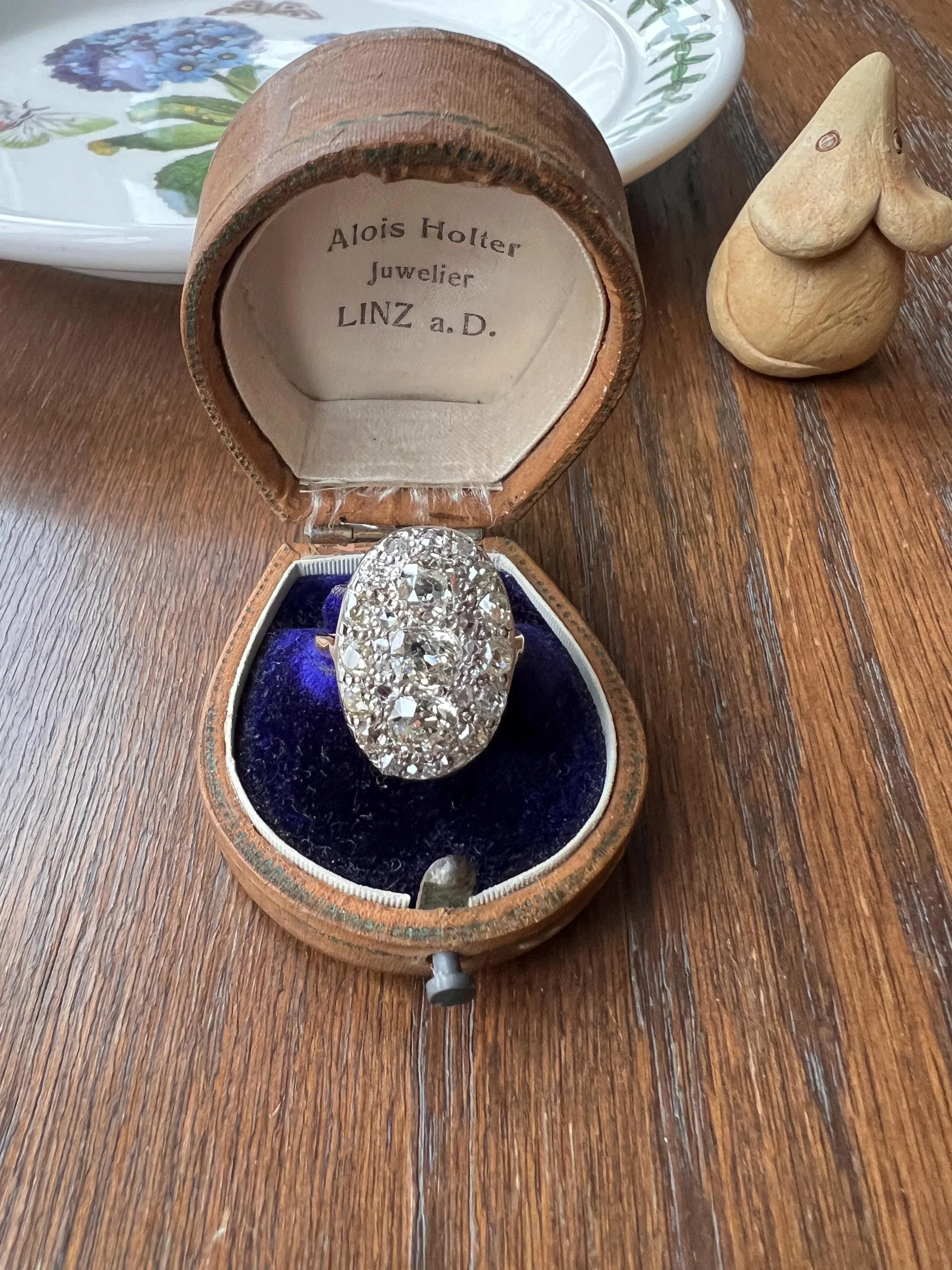XL Antique Four Carat Old Mine Cut DIAMOND Cobblestone CLUSTER Ring 18k Gold Oval Chunky Warm Yellow OmC - Image 6