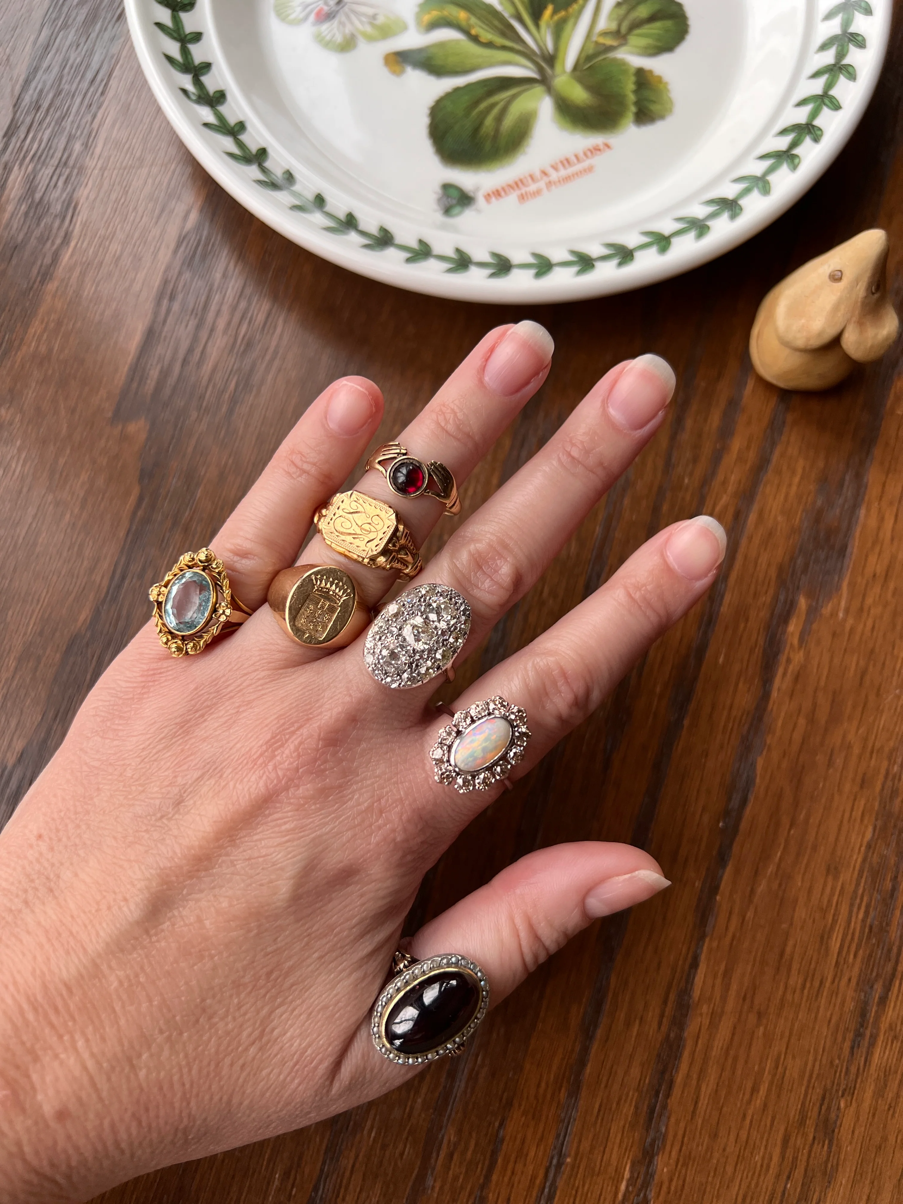 XL Antique Four Carat Old Mine Cut DIAMOND Cobblestone CLUSTER Ring 18k Gold Oval Chunky Warm Yellow OmC - Image 9