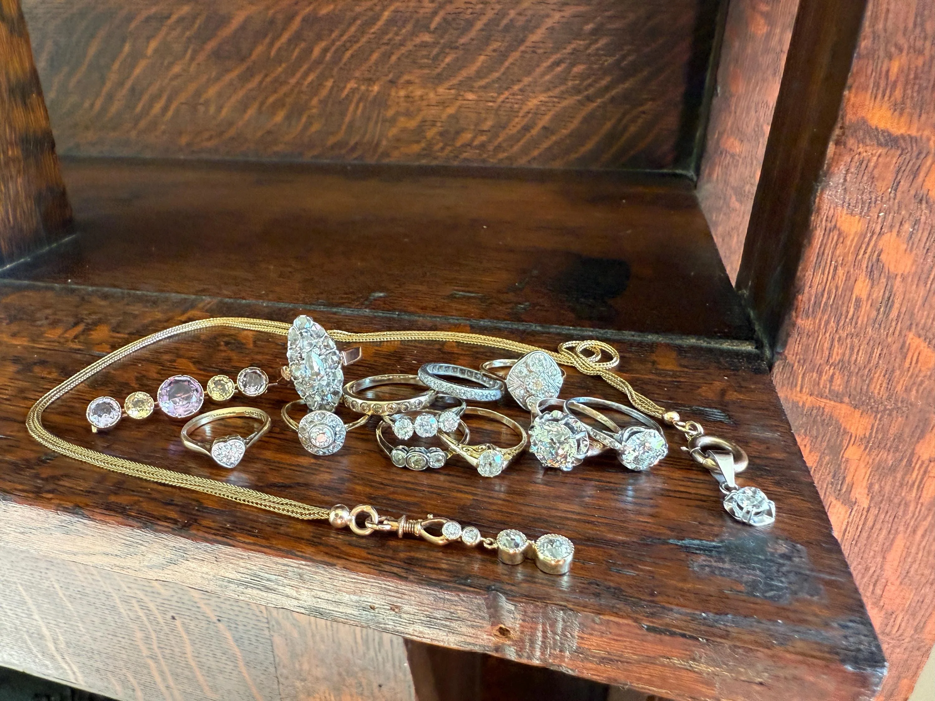 XL Antique Victorian Old Cut Amethyst Citrine Bar Brooch Extender Connector Pin Pendant Bracelet Conversion 14k Gold - Image 16