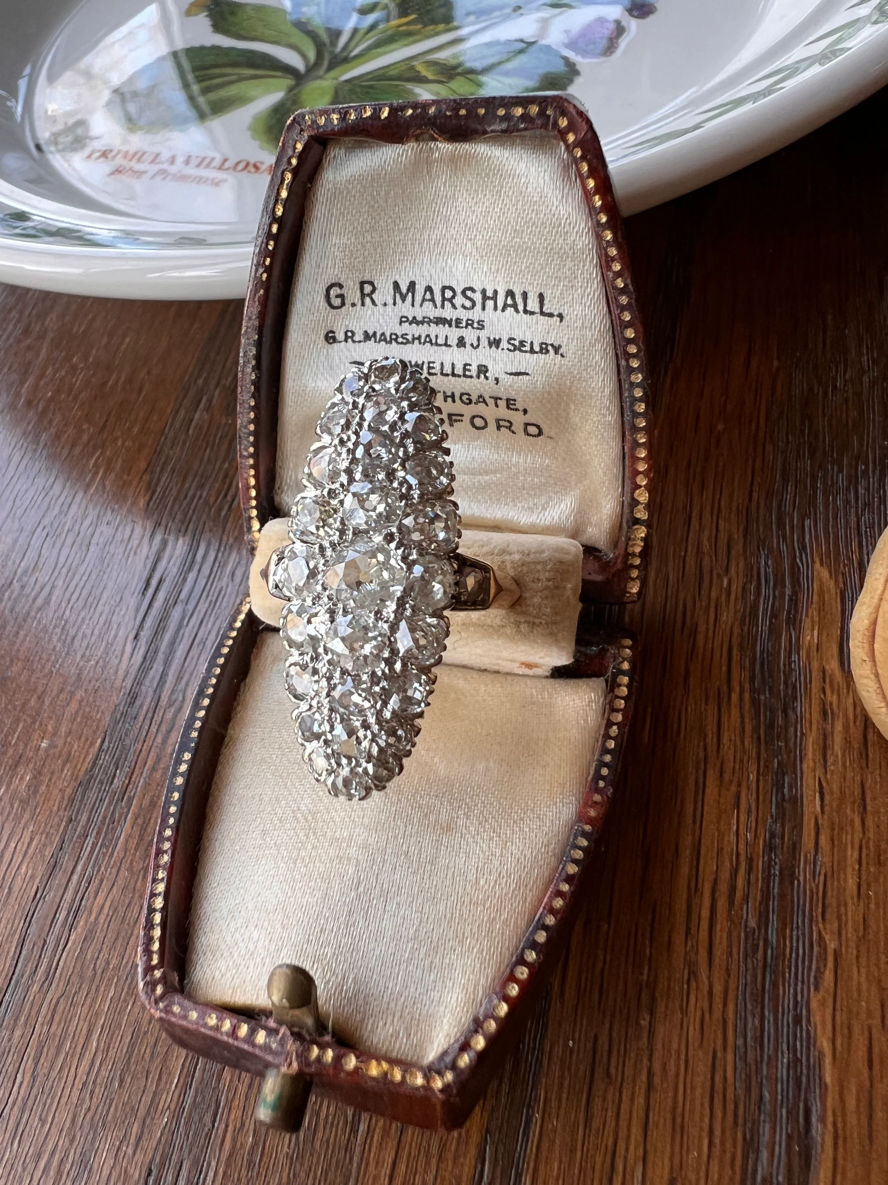 XL Oval French ANTIQUE 3.5 Carat 29 Old Mine Cut DIAMOND Rose Cut Cluster Ring 18k Gold - Image 12