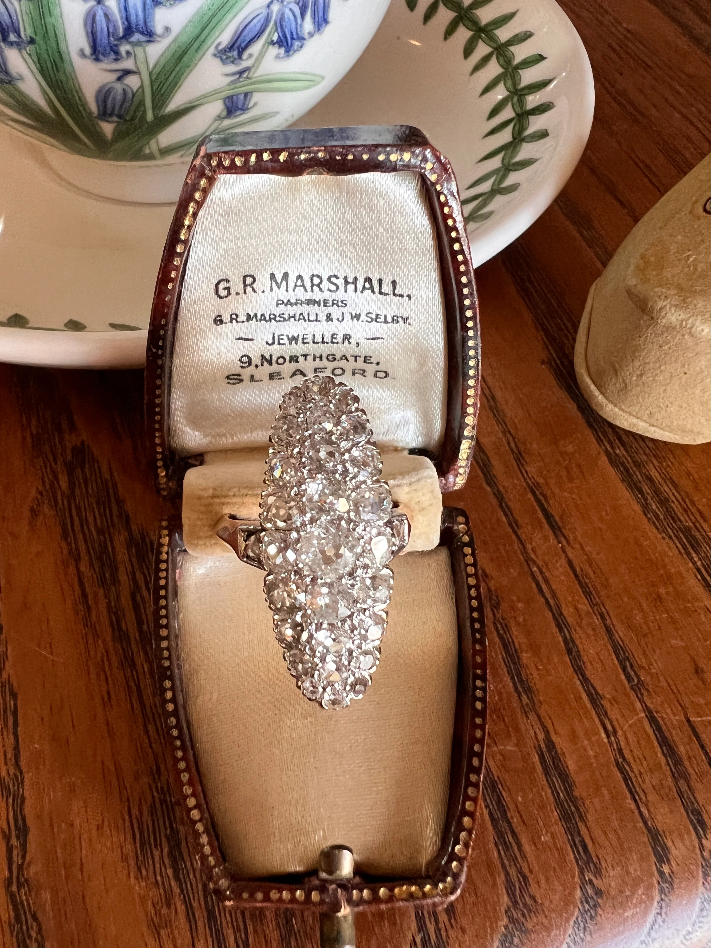 XL Oval French ANTIQUE 3.5 Carat 29 Old Mine Cut DIAMOND Rose Cut Cluster Ring 18k Gold - Image 20